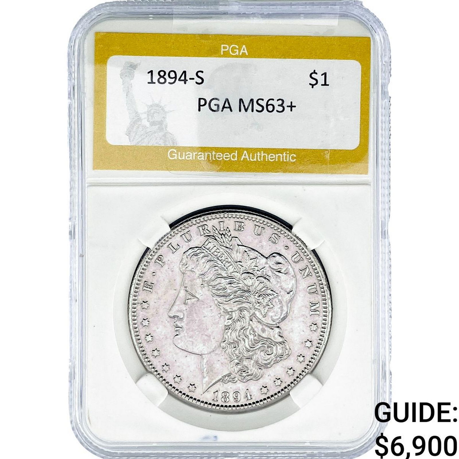 1894-S Morgan Silver Dollar PGA MS63+: 1894-S Morgan Silver Dollar PGA MS63+