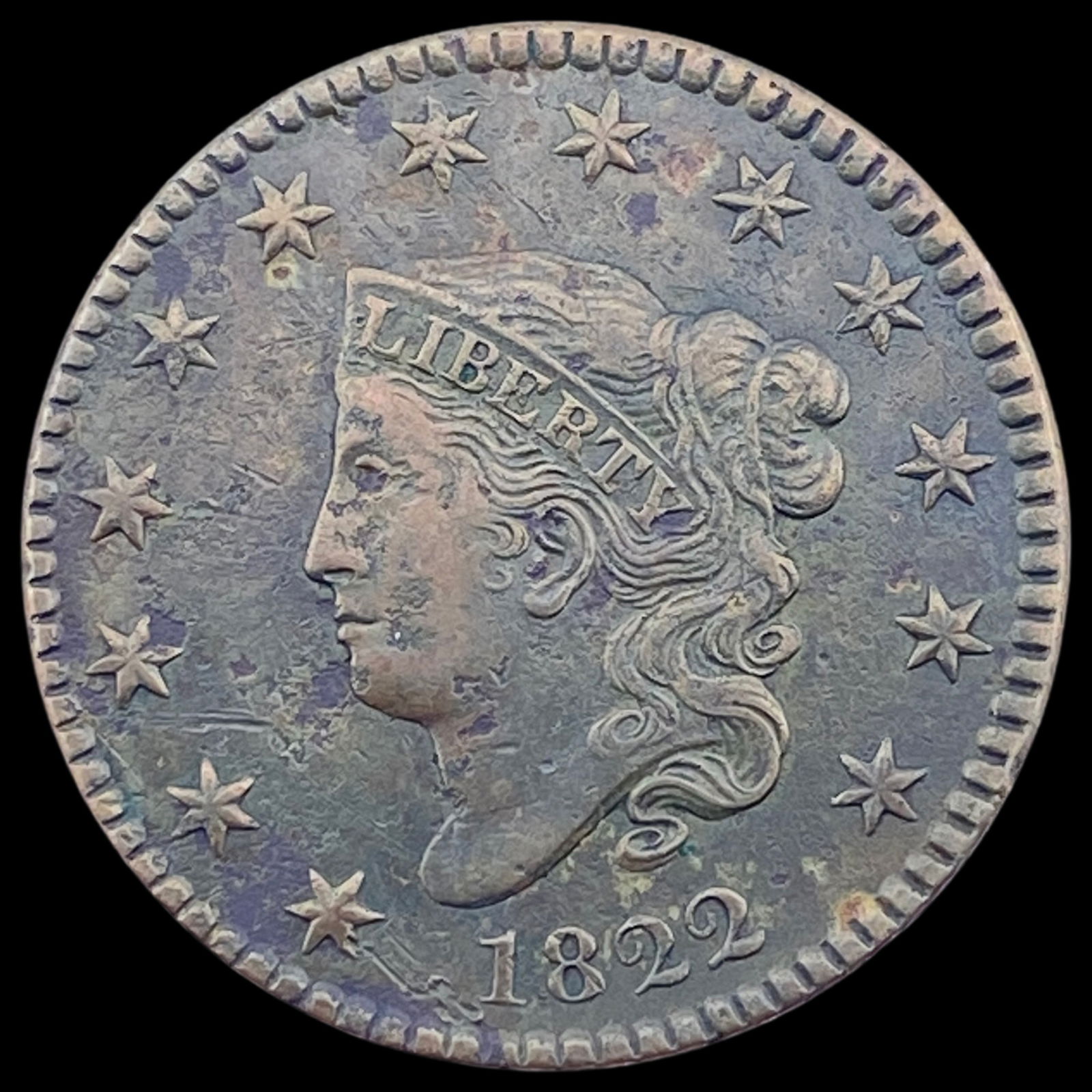1822 Coronet Head Large Cent CHOICE AU (1 of 2)