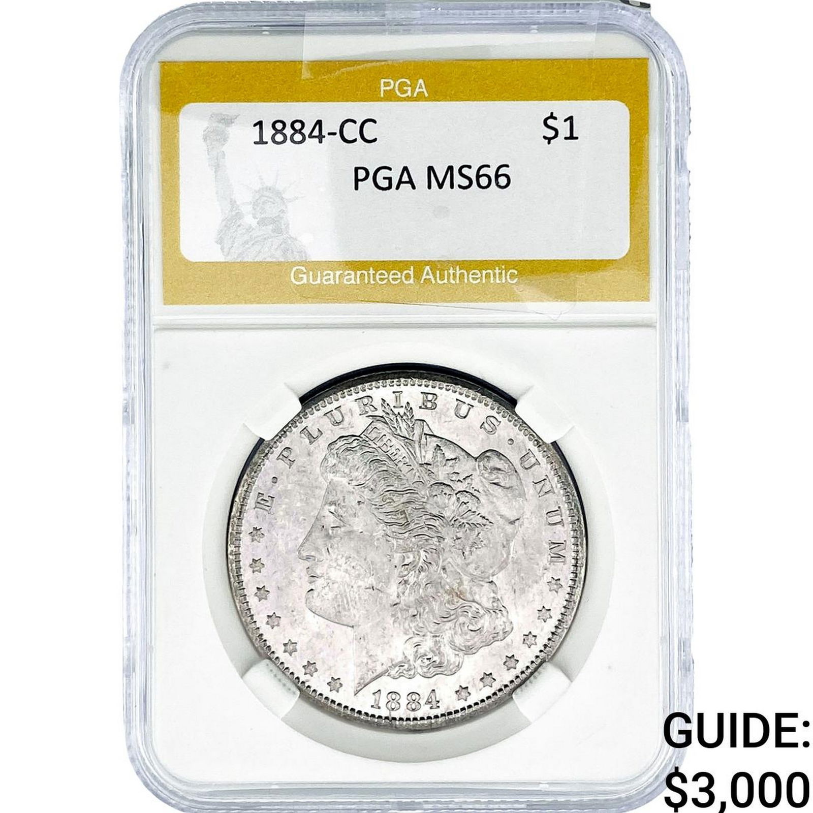 1884-CC Morgan Silver Dollar PGA MS66: 1884-CC Morgan Silver Dollar PGA MS66