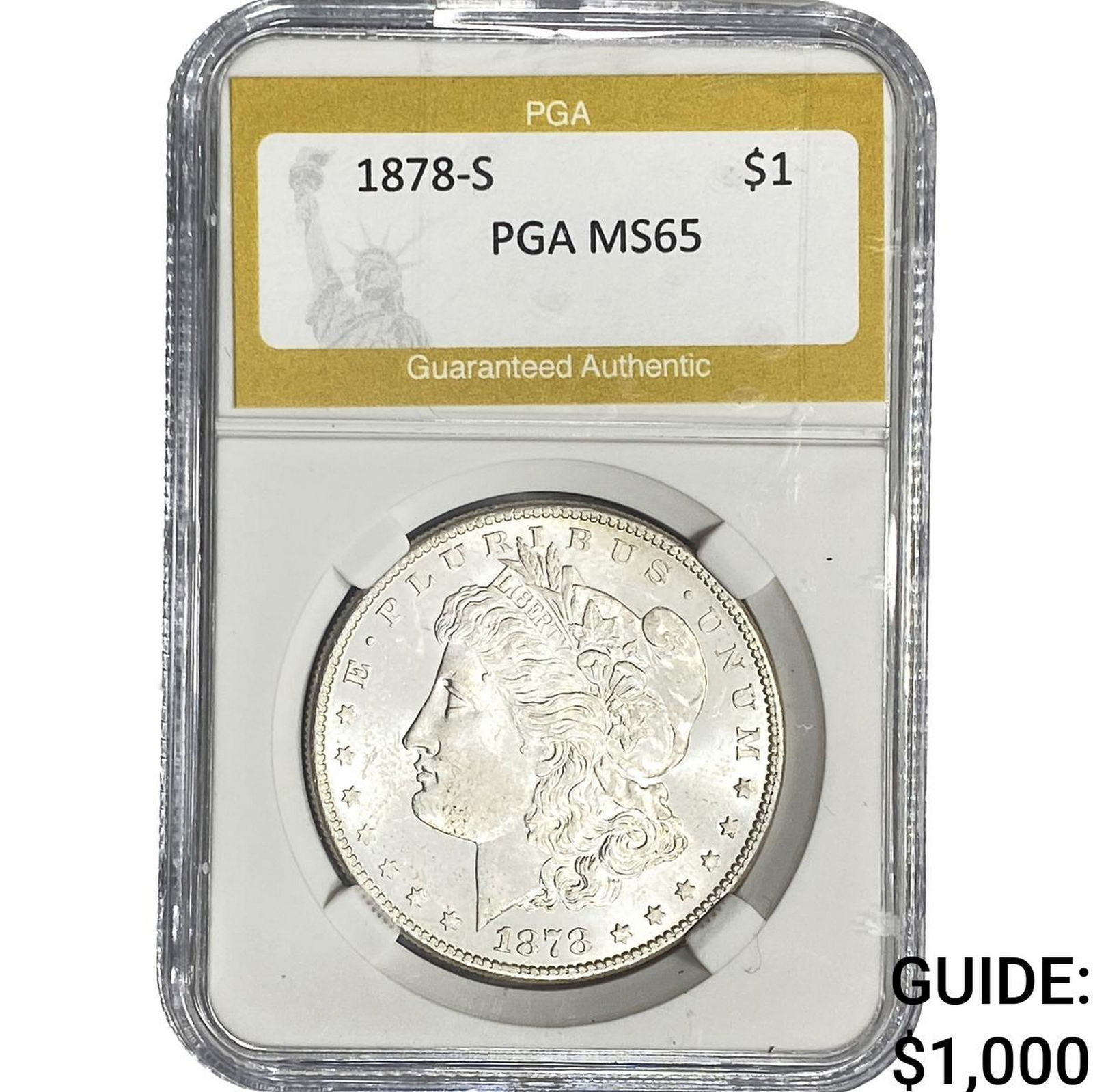 1878-S Morgan Silver Dollar PGA MS65: 1878-S Morgan Silver Dollar PGA MS65