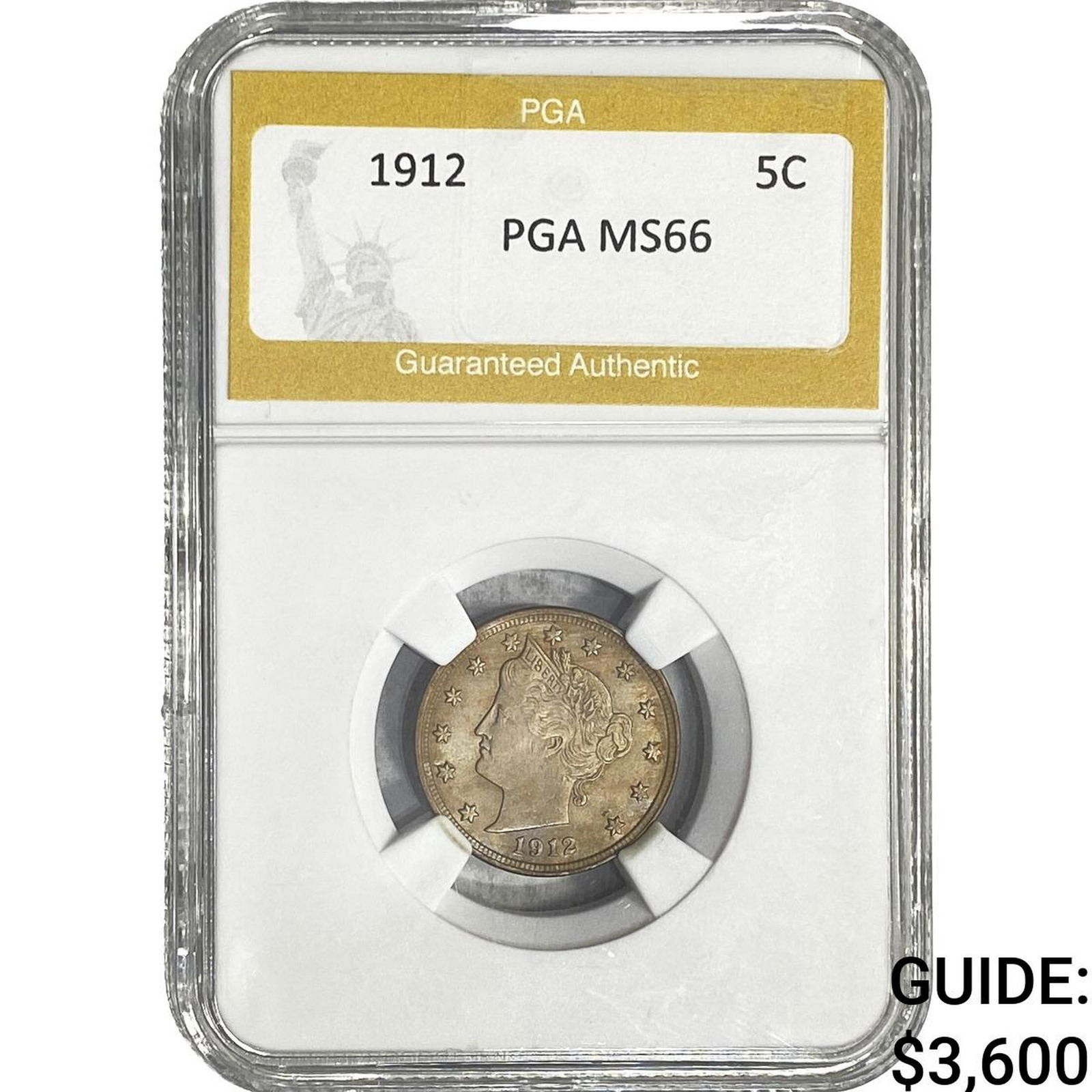 1912 Liberty Victory Nickel PGA MS66: 1912 Liberty Victory Nickel PGA MS66