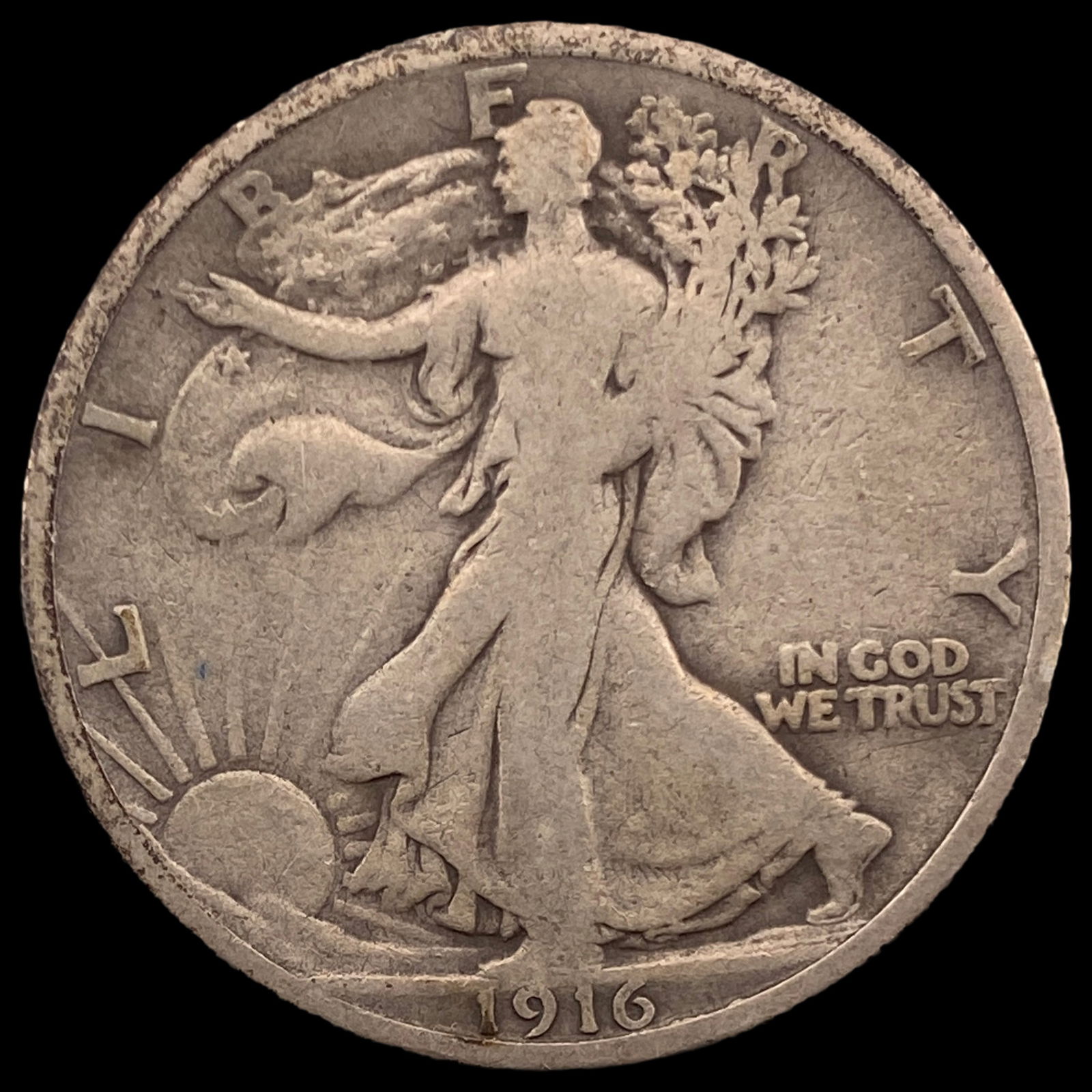 1916 Walking Liberty Half Dollar LIGHTLY CIRCULATED: 1916 Walking Liberty Half Dollar LIGHTLY CIRCULATED