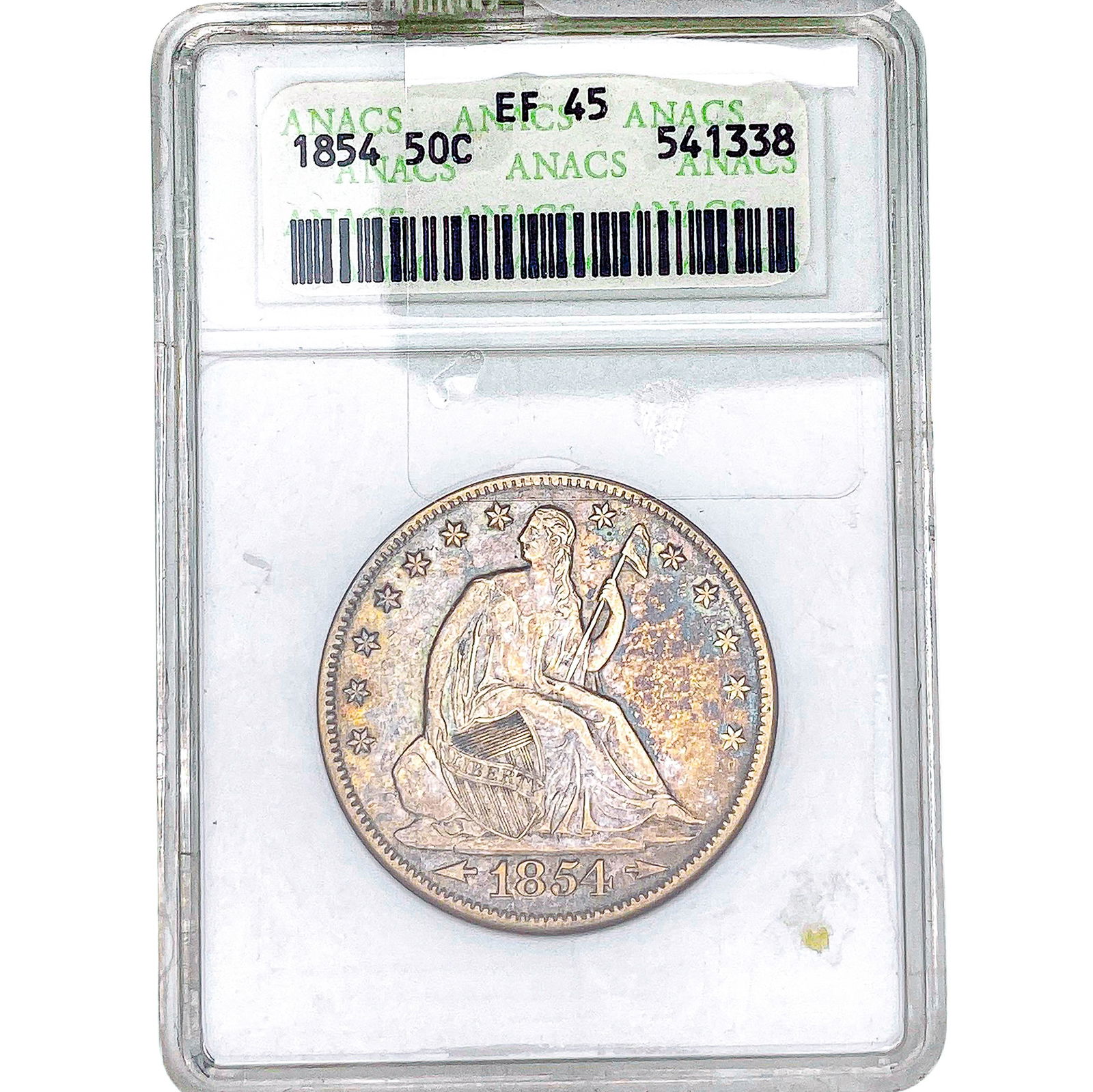 1854 Seated Liberty Half Dollar ANACS EF45: 1854 Seated Liberty Half Dollar ANACS EF45