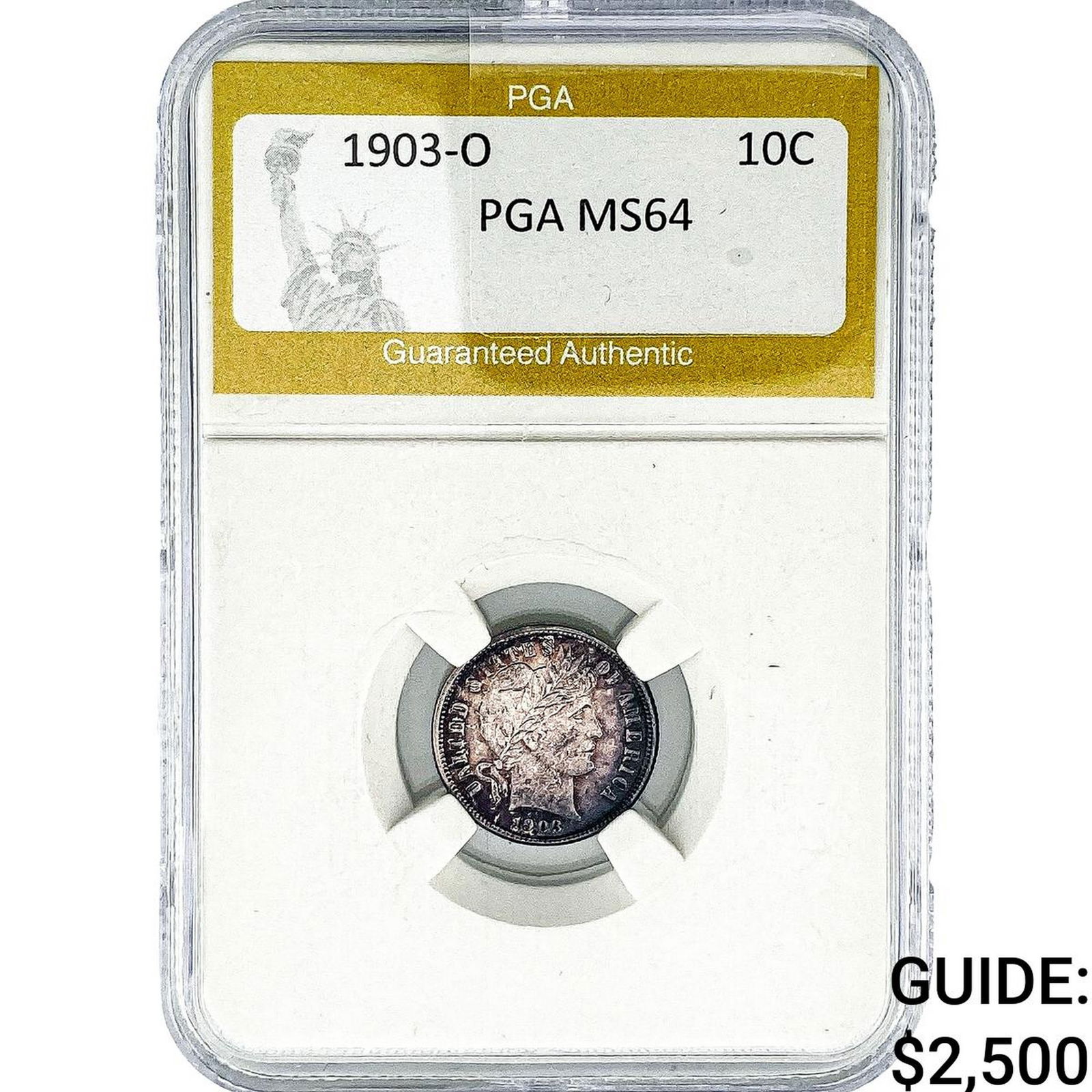 1903-O Barber Dime PGA MS64: 1903-O Barber Dime PGA MS64