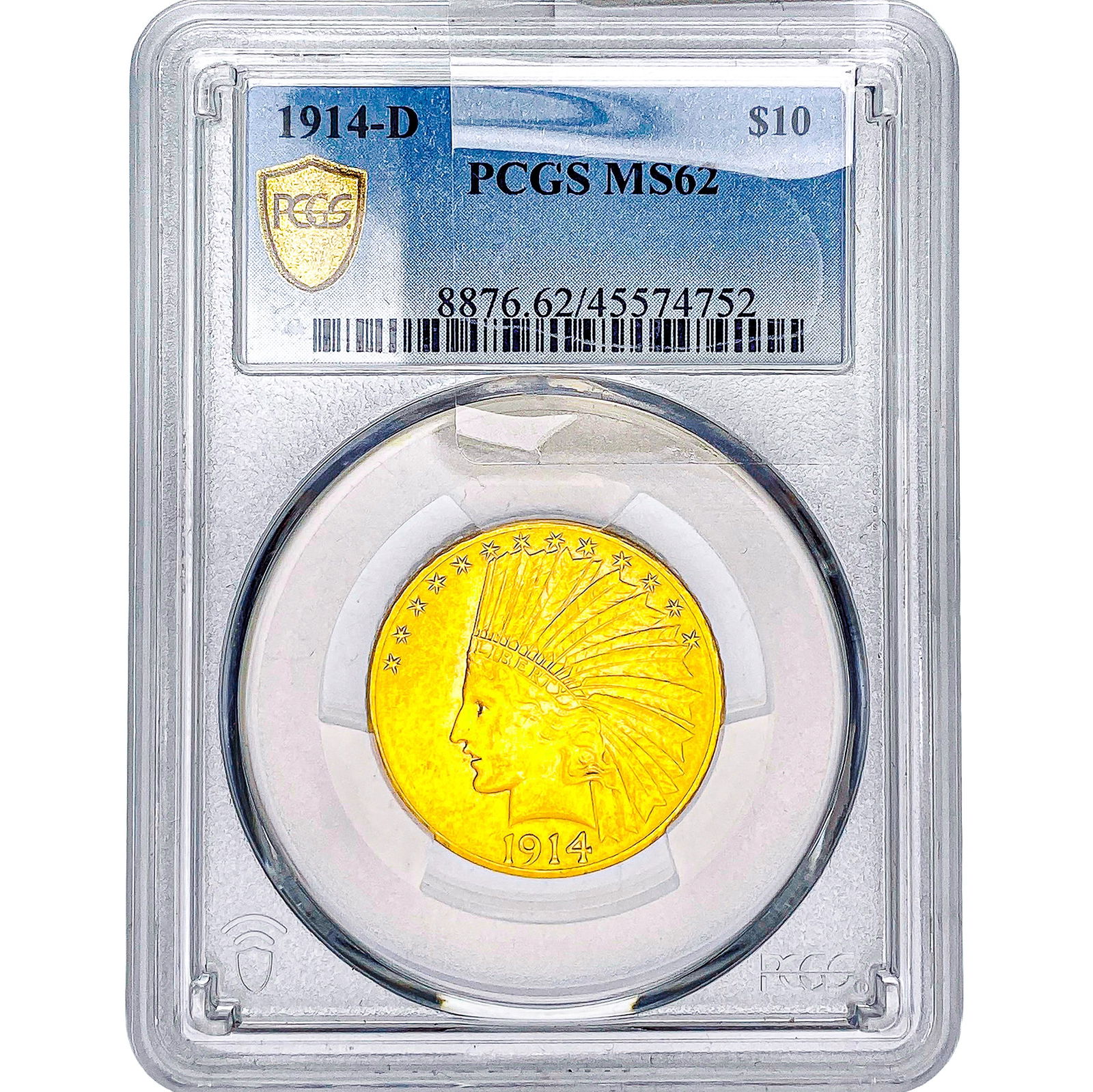 1914-D $10 Gold Indian Head PCGS MS62: 1914-D $10 Gold Indian Head PCGS MS62
