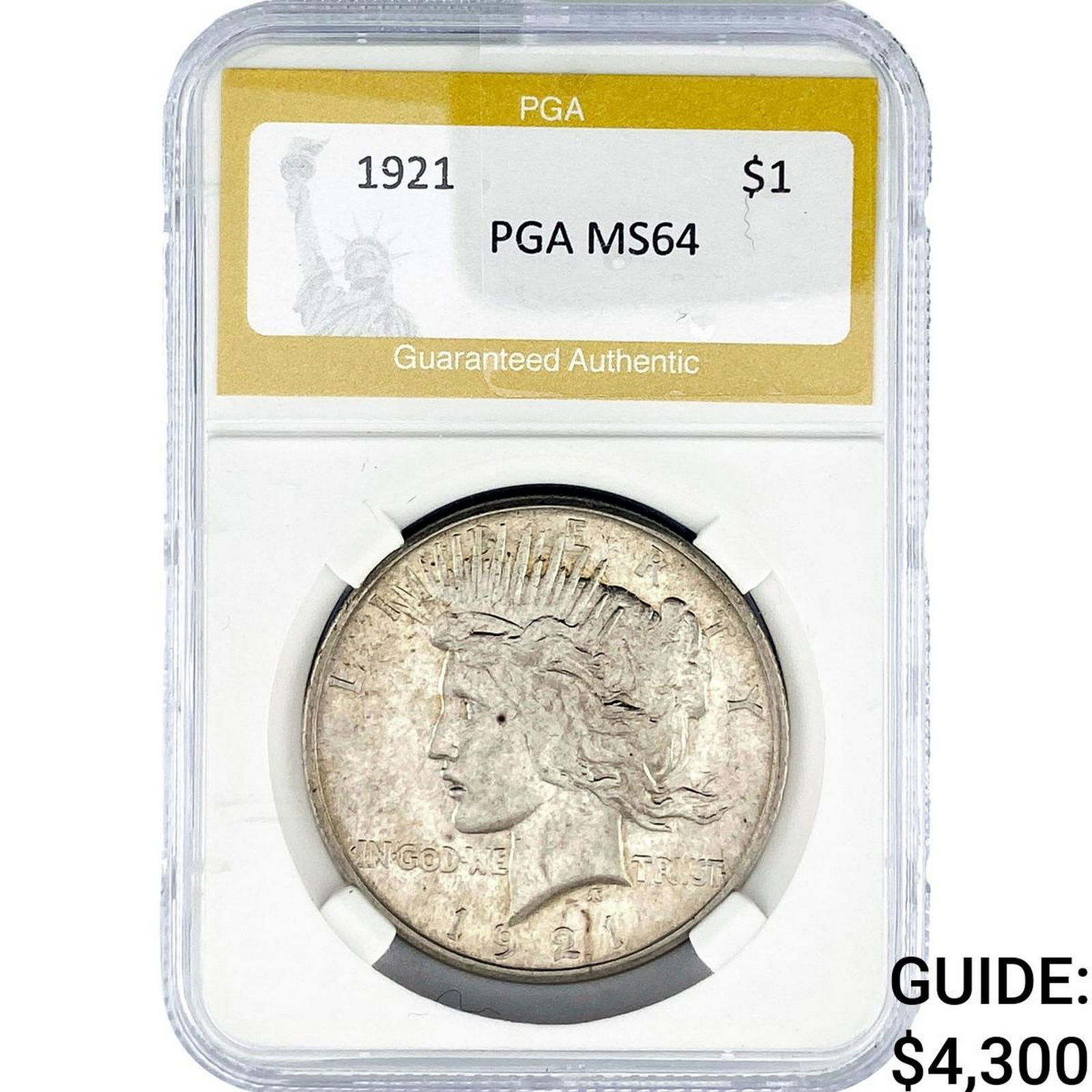 1921 Silver Peace Dollar PGA MS64: 1921 Silver Peace Dollar PGA MS64