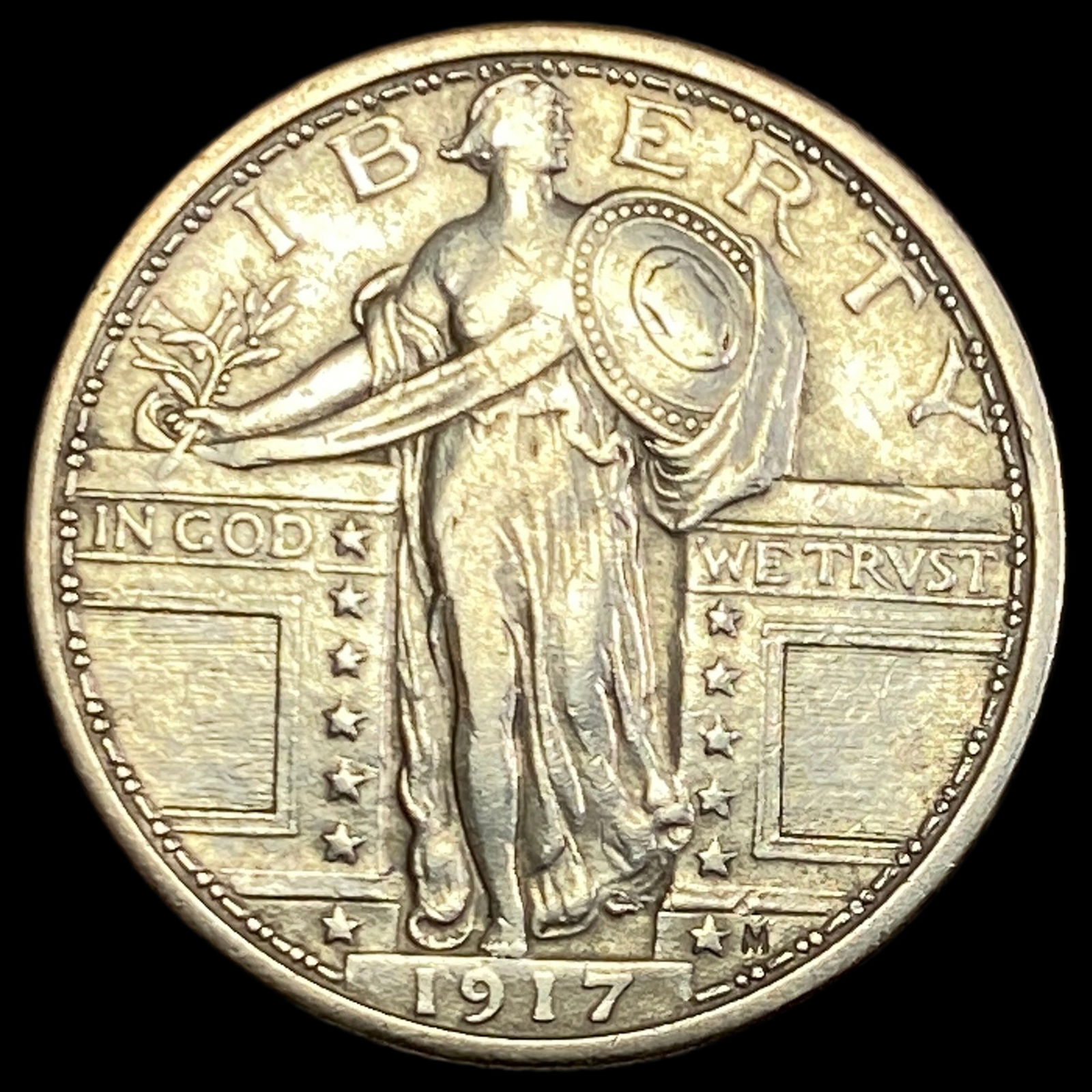 1917 Type 1 Standing Liberty Quarter CHOICE AU: 1917 Type 1 Standing Liberty Quarter CHOICE AU