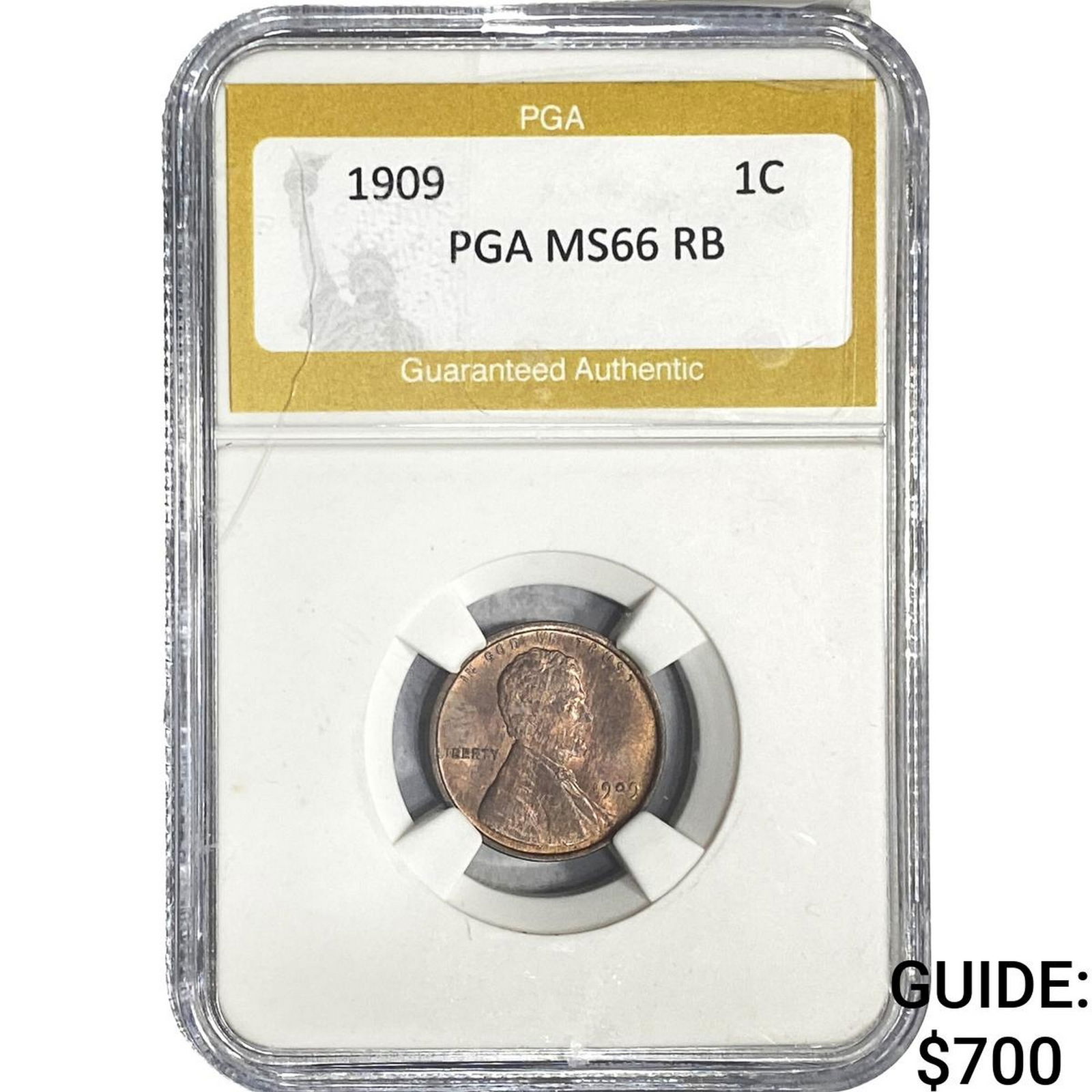 1909 Wheat Cent PGA MS66 RB: 1909 Wheat Cent PGA MS66 RB