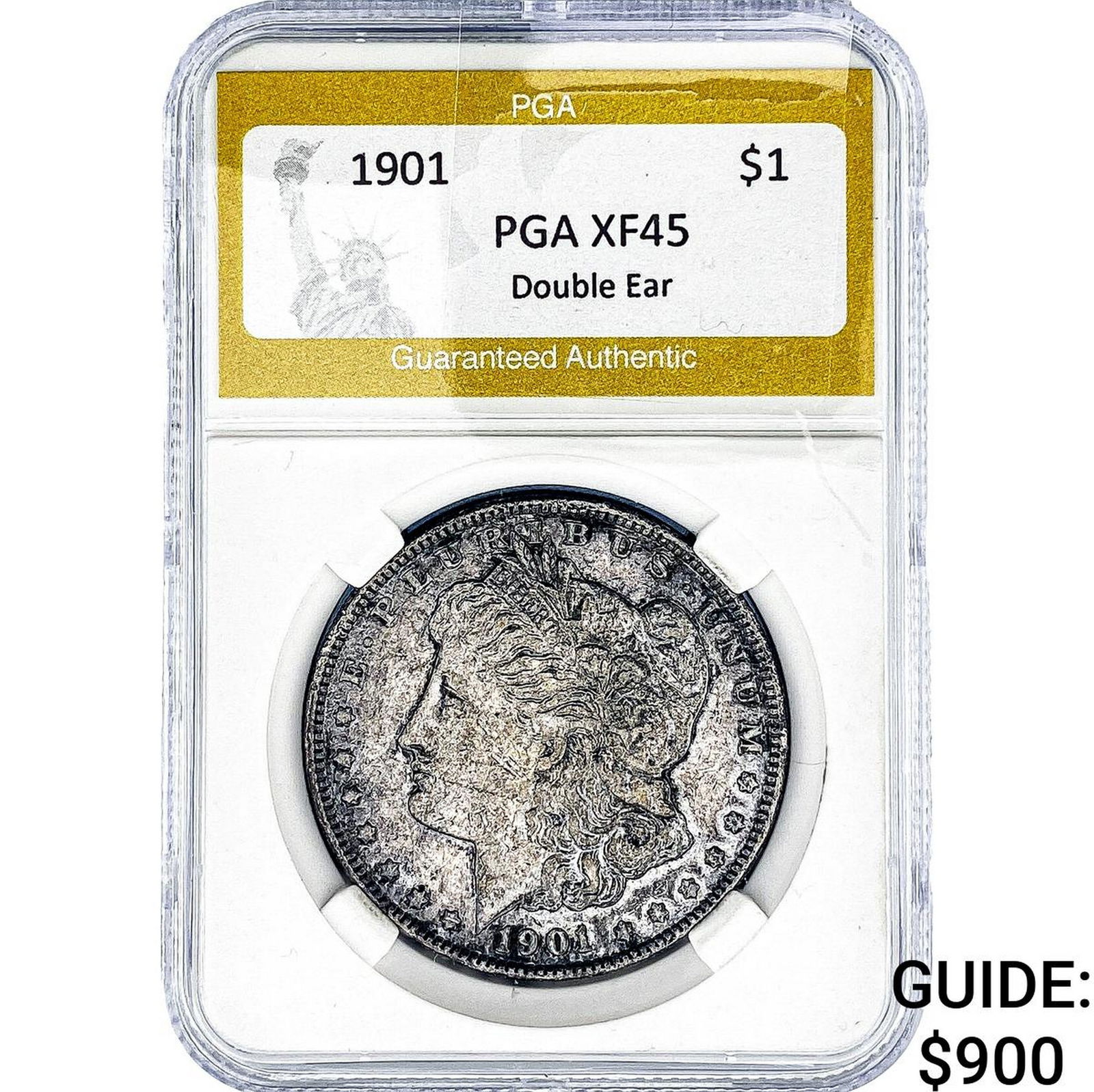 1901 Morgan Silver Dollar PGA XF45 Double Ear: 1901 Morgan Silver Dollar PGA XF45 Double Ear
