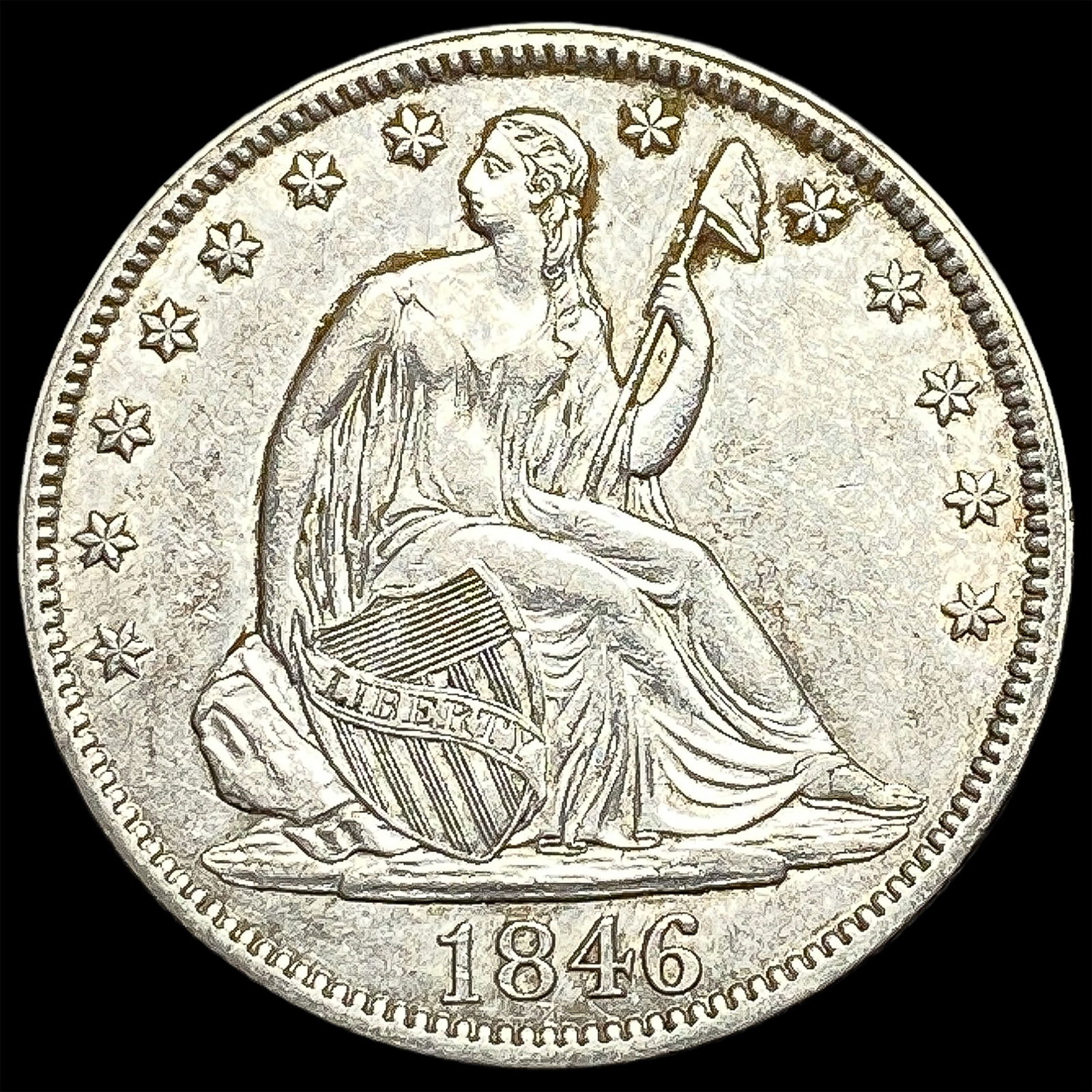1846 Silver Seaterd Liberty Half Dollar CLOSELY UNCIRCULATED (1 of 2)