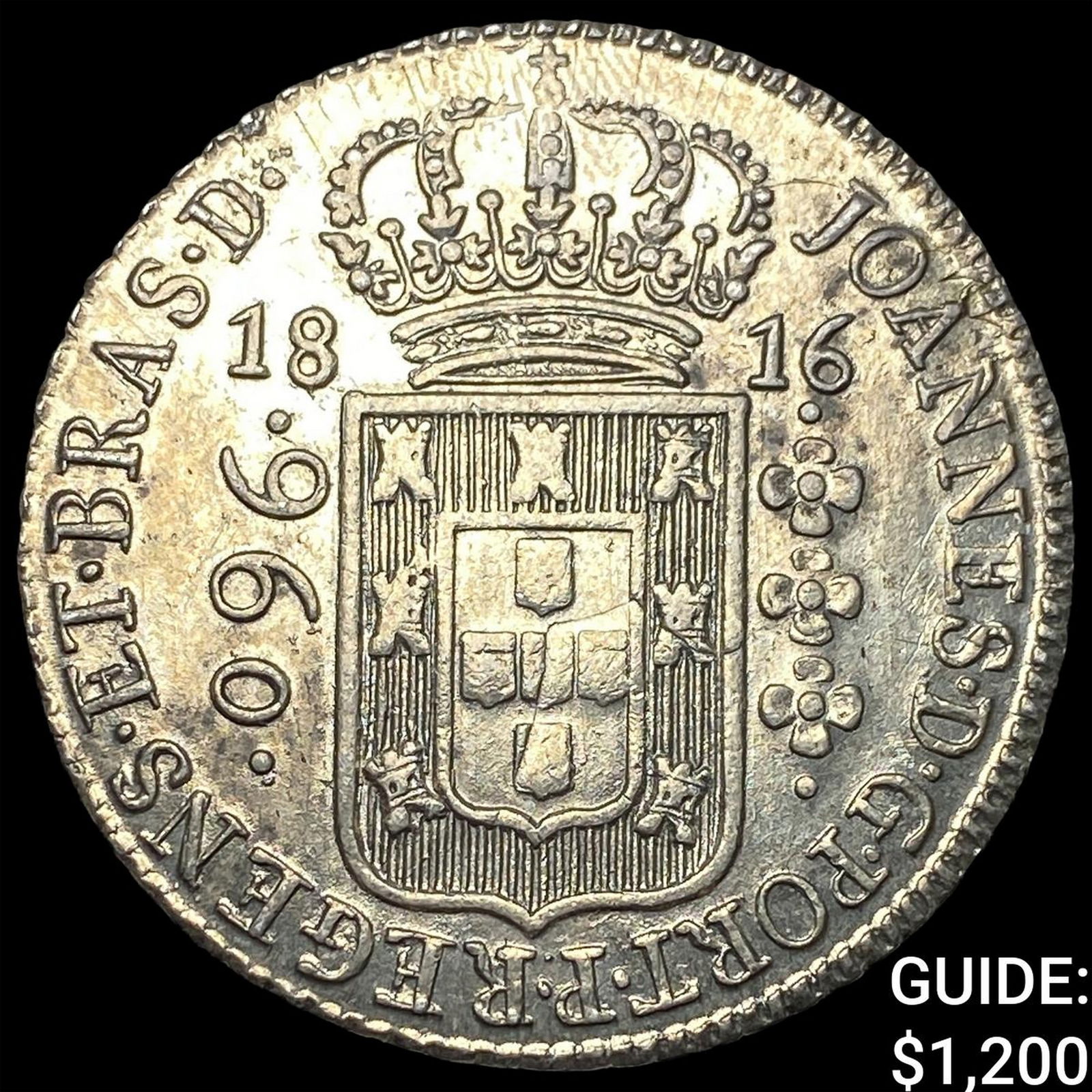 1816-B Brazil, Joao Silver 960 Reis CLOSELY UNCIRCULATED: 1816-B Brazil, Joao Silver 960 Reis CLOSELY UNCIRCULATED