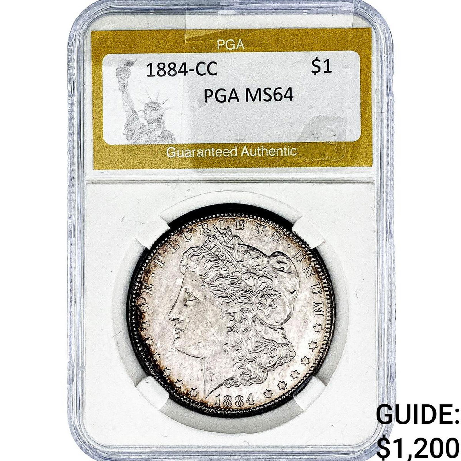 1884-CC Morgan Silver Dollar PGA MS64: 1884-CC Morgan Silver Dollar PGA MS64