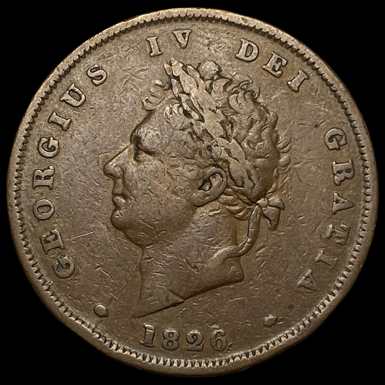 1826 Great Britain George IV Copper Penny CLOSELY UNCIRCULATED: 1826 Great Britain George IV Copper Penny CLOSELY UNCIRCULATED