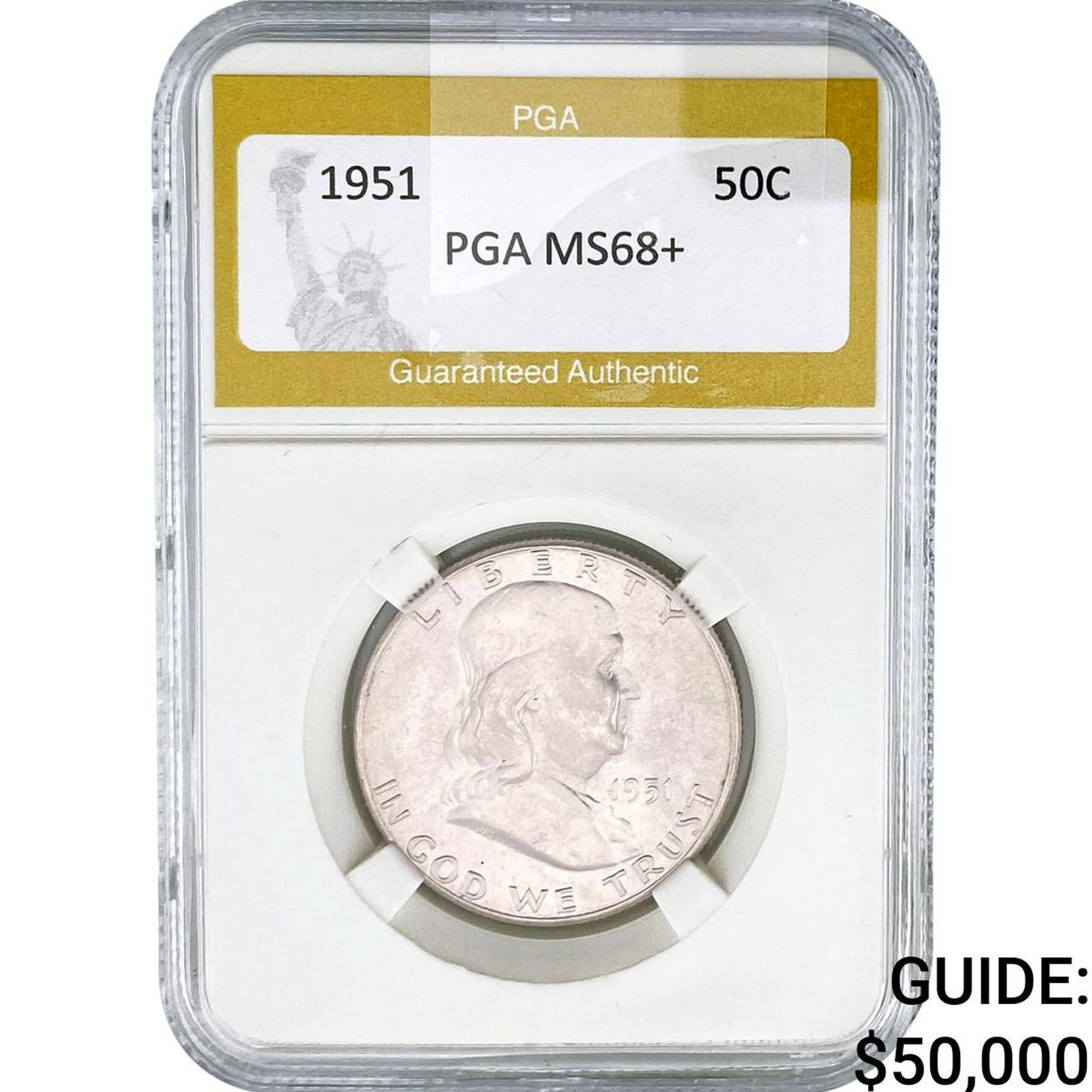 1951 Franklin Half Dollar PGA MS68+: 1951 Franklin Half Dollar PGA MS68+