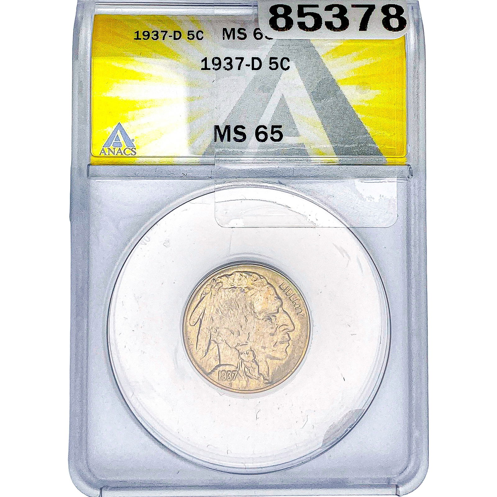 1937-D Buffalo Nickel ANACS MS65: 1937-D Buffalo Nickel ANACS MS65