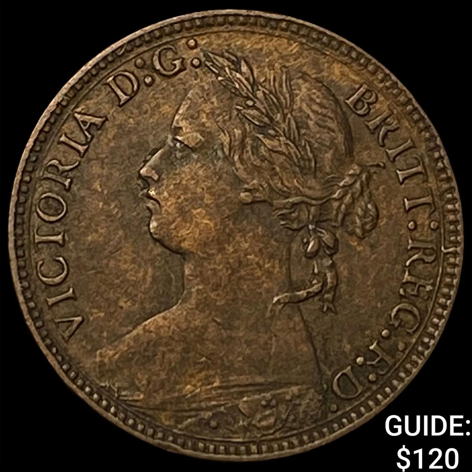 1875 Great Britain Queen Victoria Copper Farthing HIGH GRADE: 1875 Great Britain Queen Victoria Copper Farthing HIGH GRADE