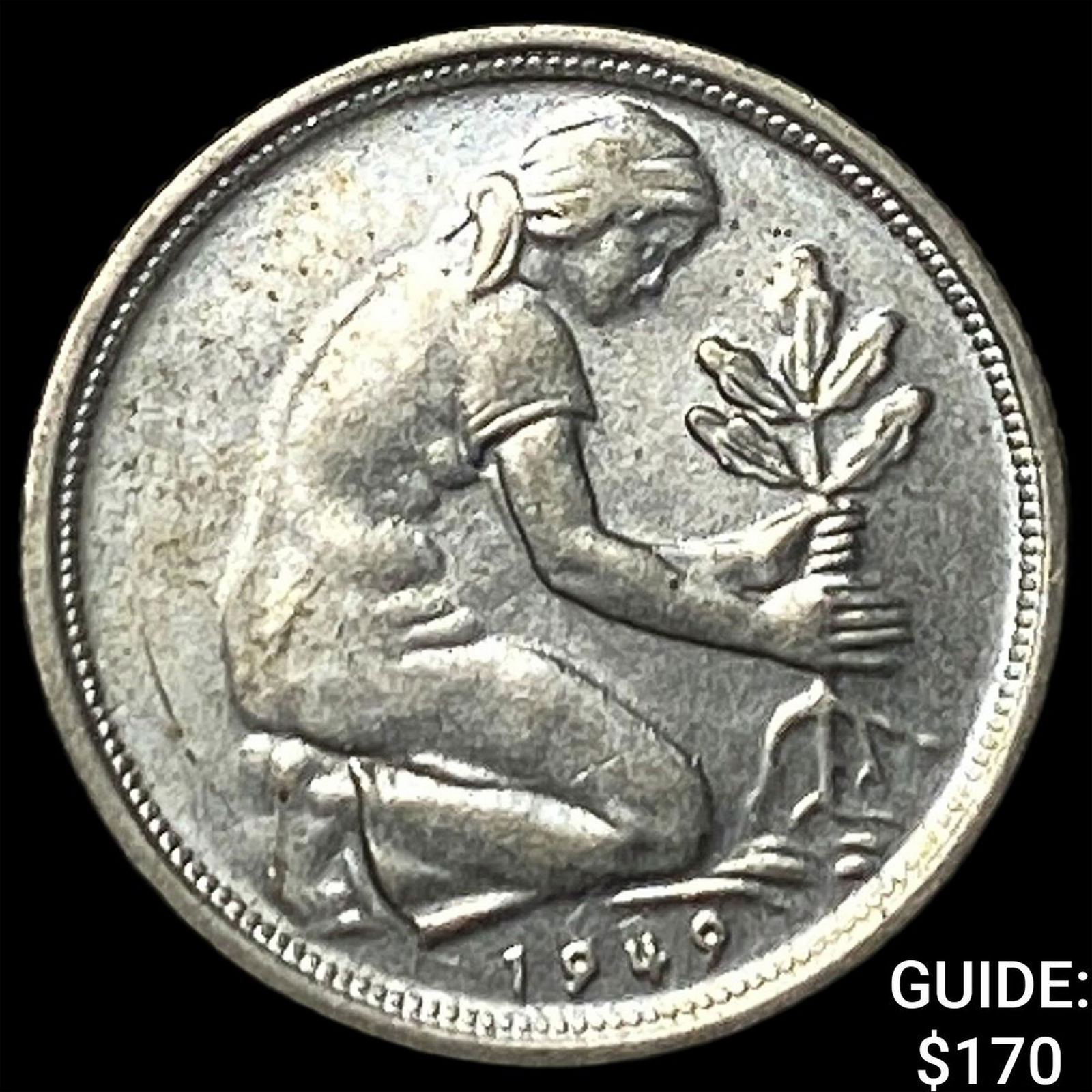 1949 German Nickel 50 Pfennig CHOICE AU: 1949 German Nickel 50 Pfennig CHOICE AU