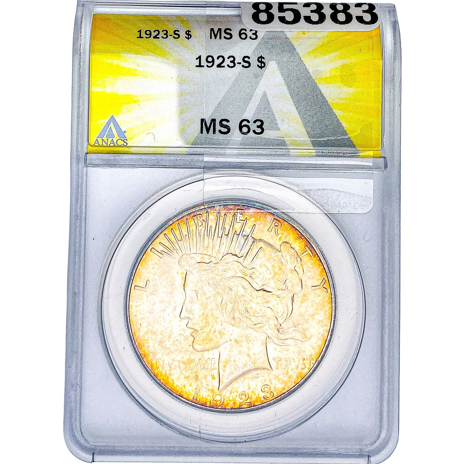 1923-S Silver Peace Dollar ANACS MS63: 1923-S Silver Peace Dollar ANACS MS63