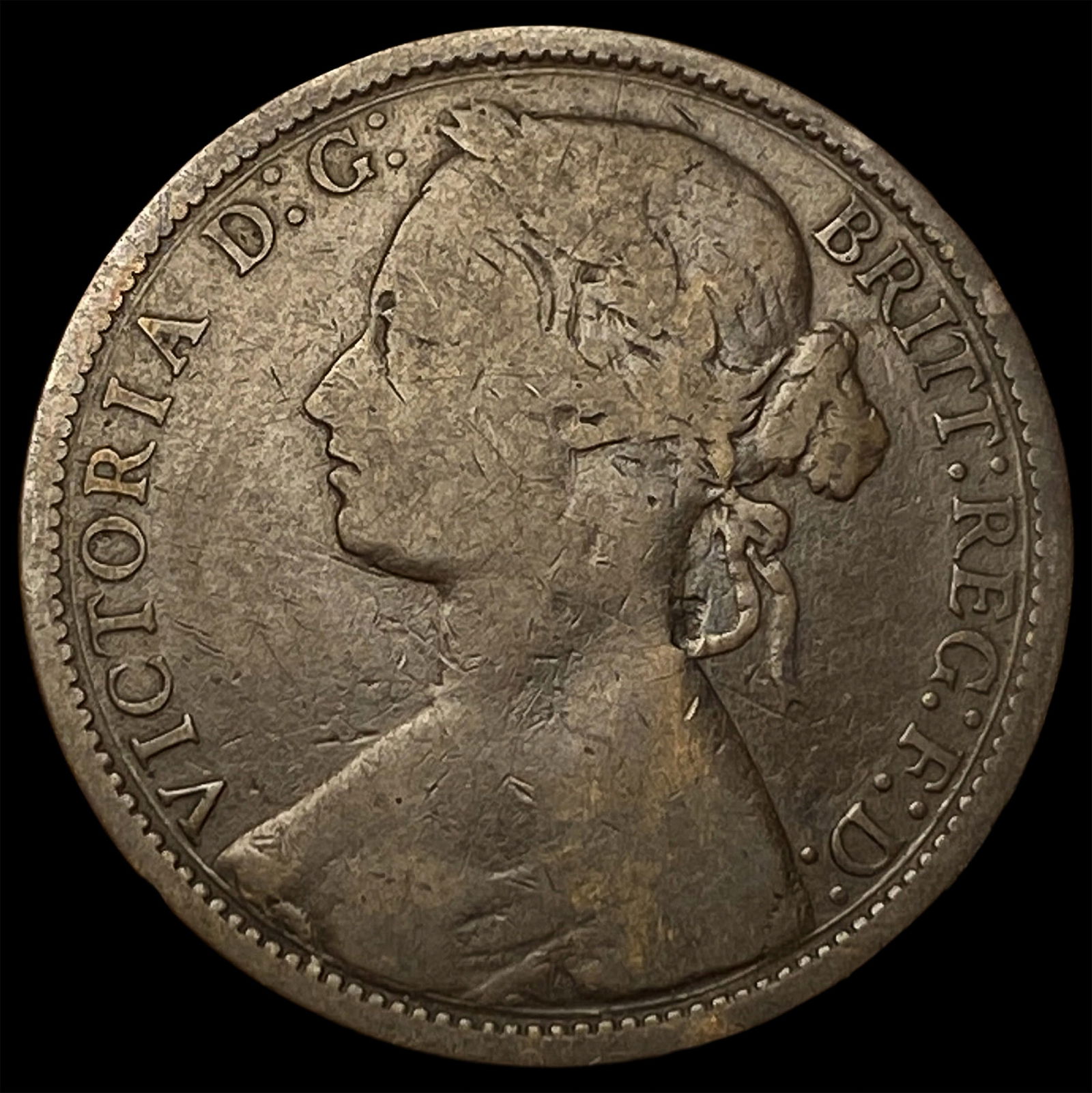 1874 Great Britain Queen Victoria Copper Penny ABOUT UNCIRCULATED: 1874 Great Britain Queen Victoria Copper Penny ABOUT UNCIRCULATED