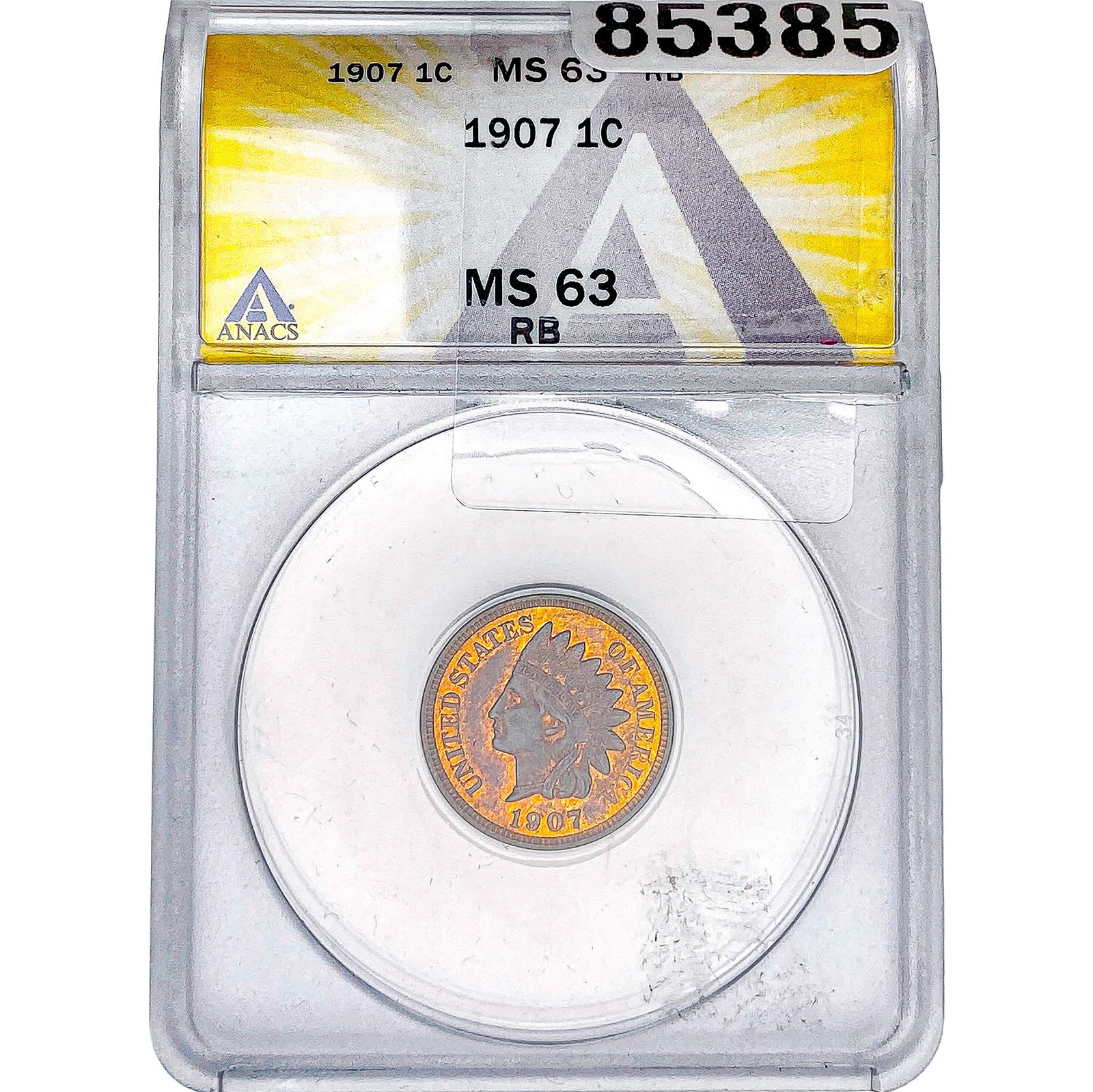 1907 Indian Head Cent ANACS MS63 RB (1 of 2)