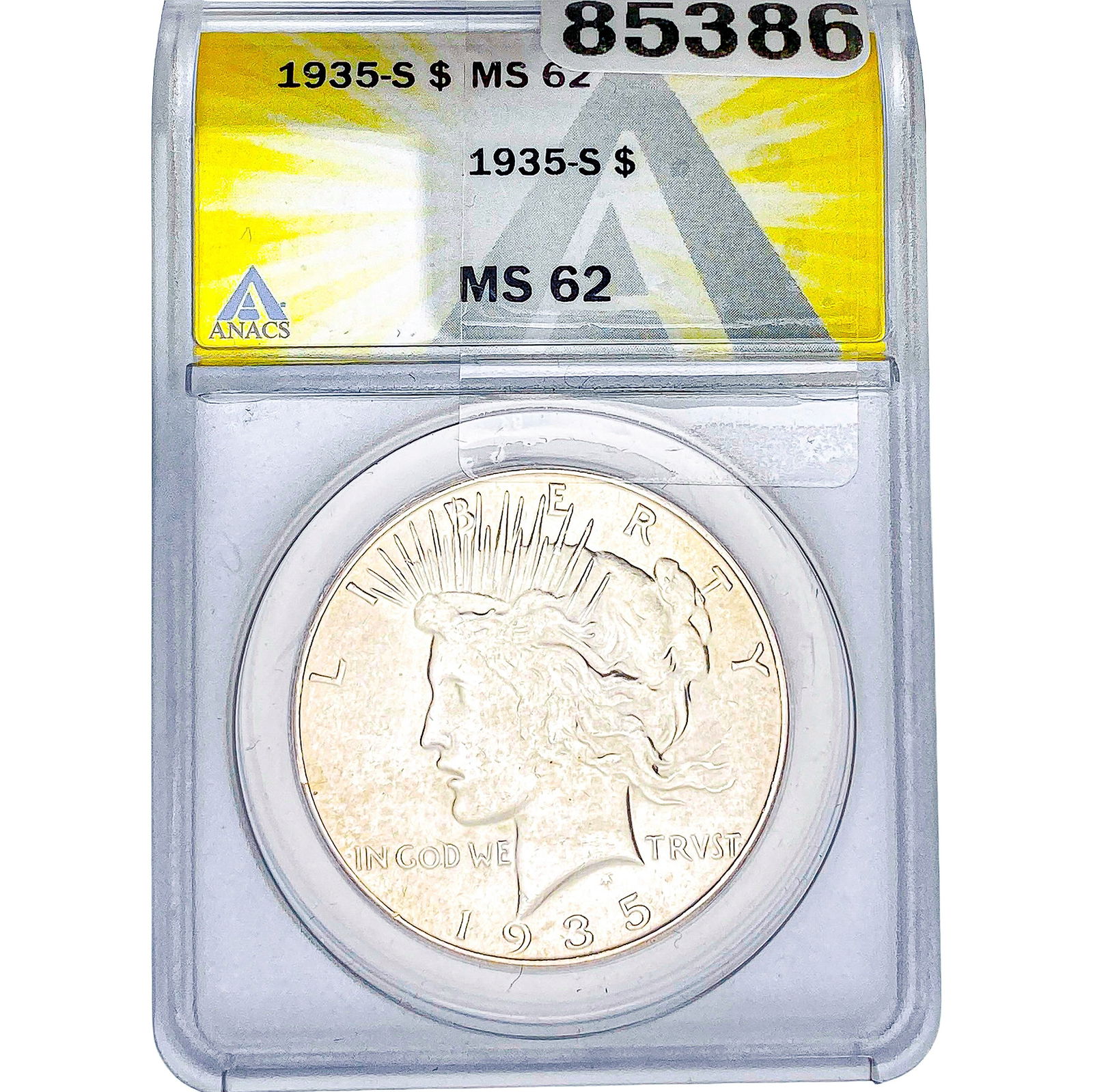 1935-S Silver Peace Dollar ANACS MS62: 1935-S Silver Peace Dollar ANACS MS62