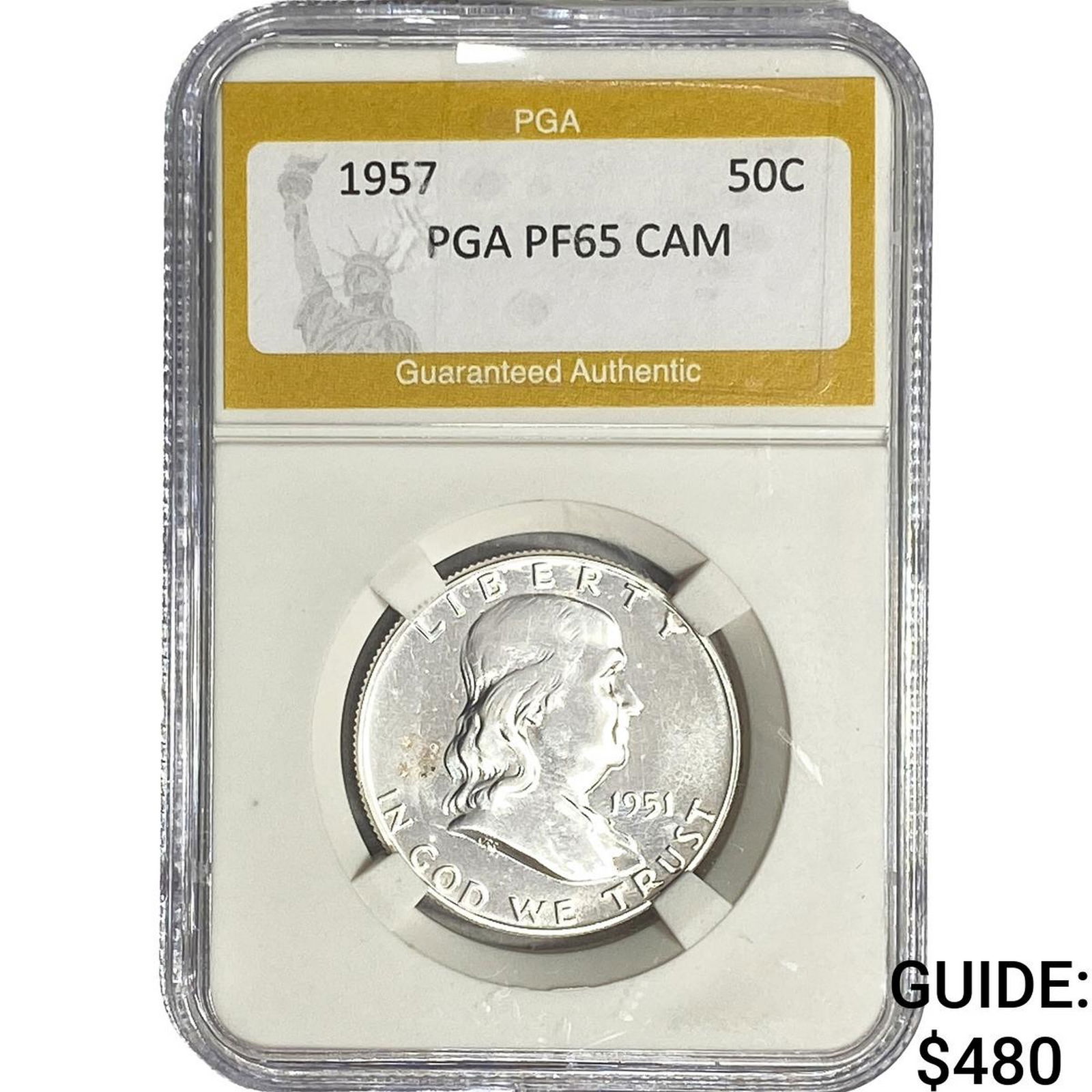 1957 Franklin Half Dollar PGA PF65 CAM: 1957 Franklin Half Dollar PGA PF65 CAM