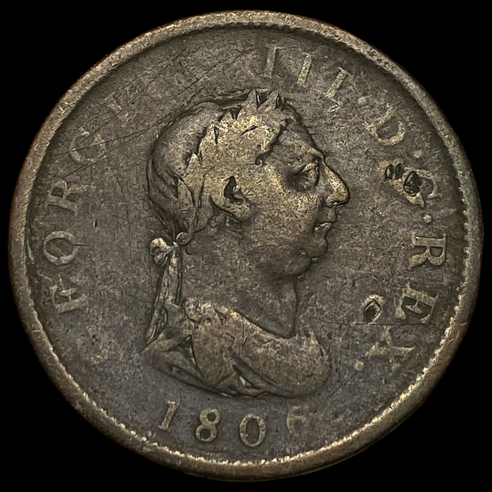1806 Great Britain George III Copper Penny CLOSELY UNCIRCULATED: 1806 Great Britain George III Copper Penny CLOSELY UNCIRCULATED