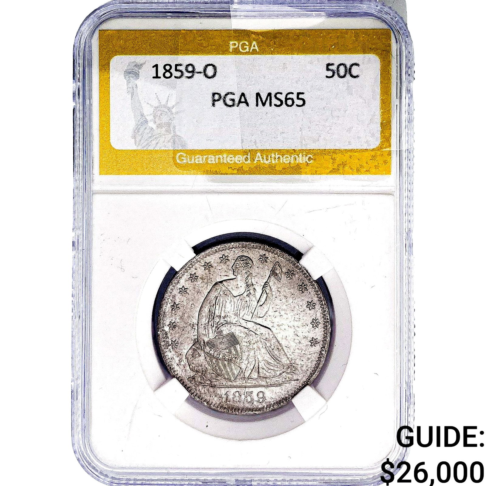 1859-O Seated Liberty Half Dollar PGA MS65: 1859-O Seated Liberty Half Dollar PGA MS65
