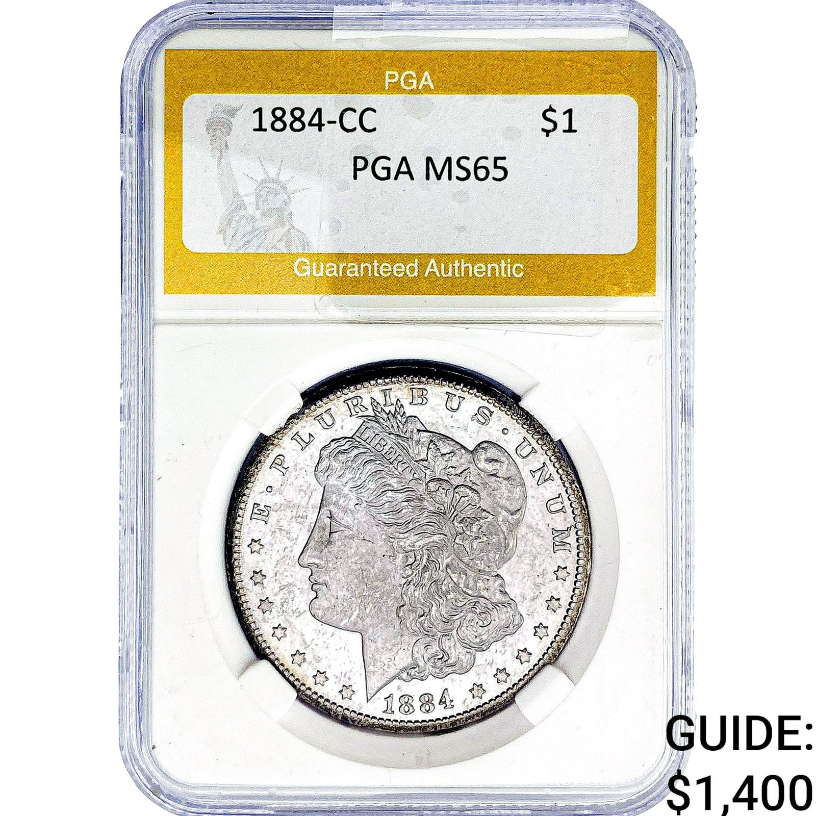 1884-CC Morgan Silver Dollar PGA MS65: 1884-CC Morgan Silver Dollar PGA MS65