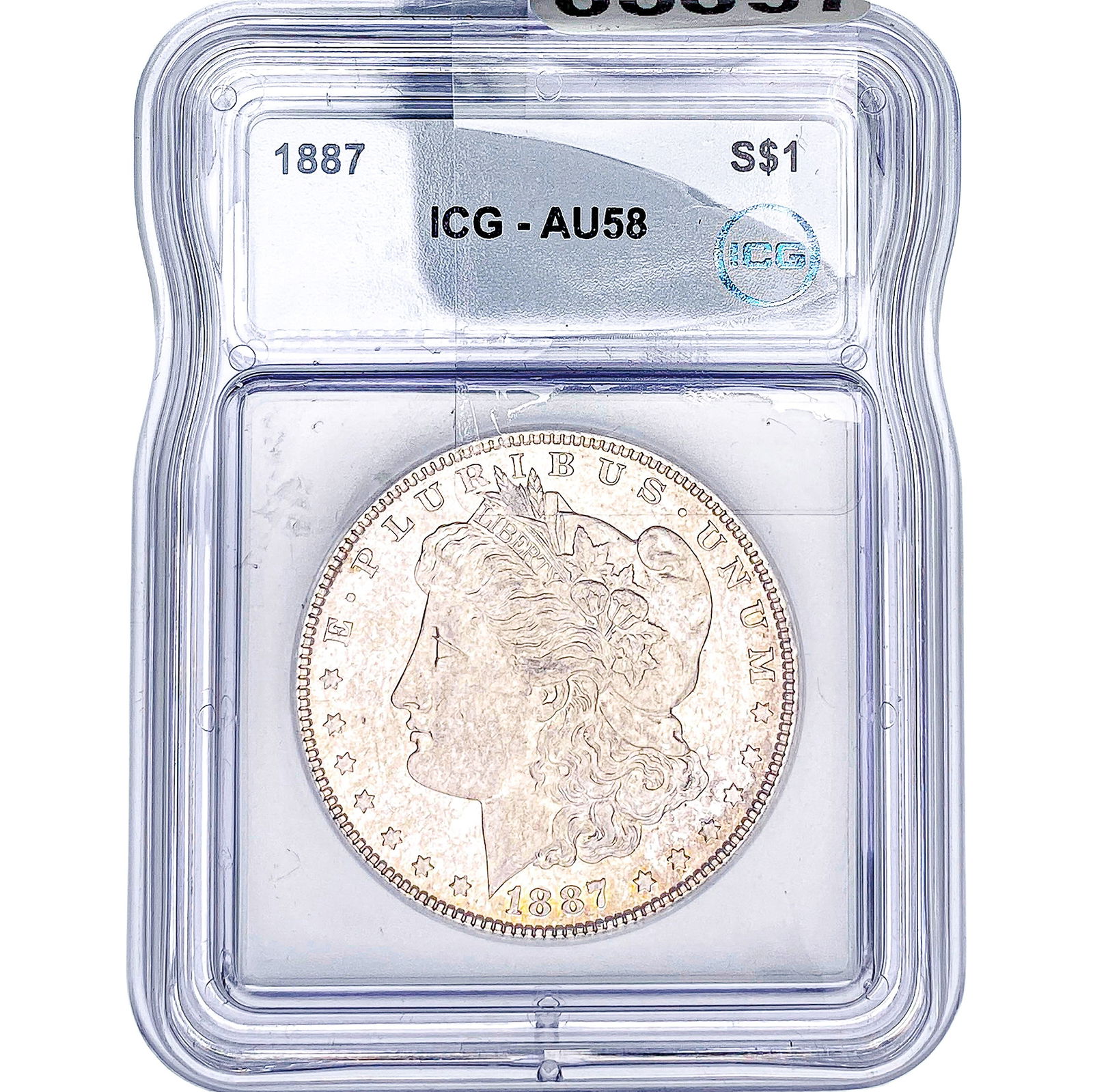 1887 Morgan Silver Dollar ICG AU58: 1887 Morgan Silver Dollar ICG AU58