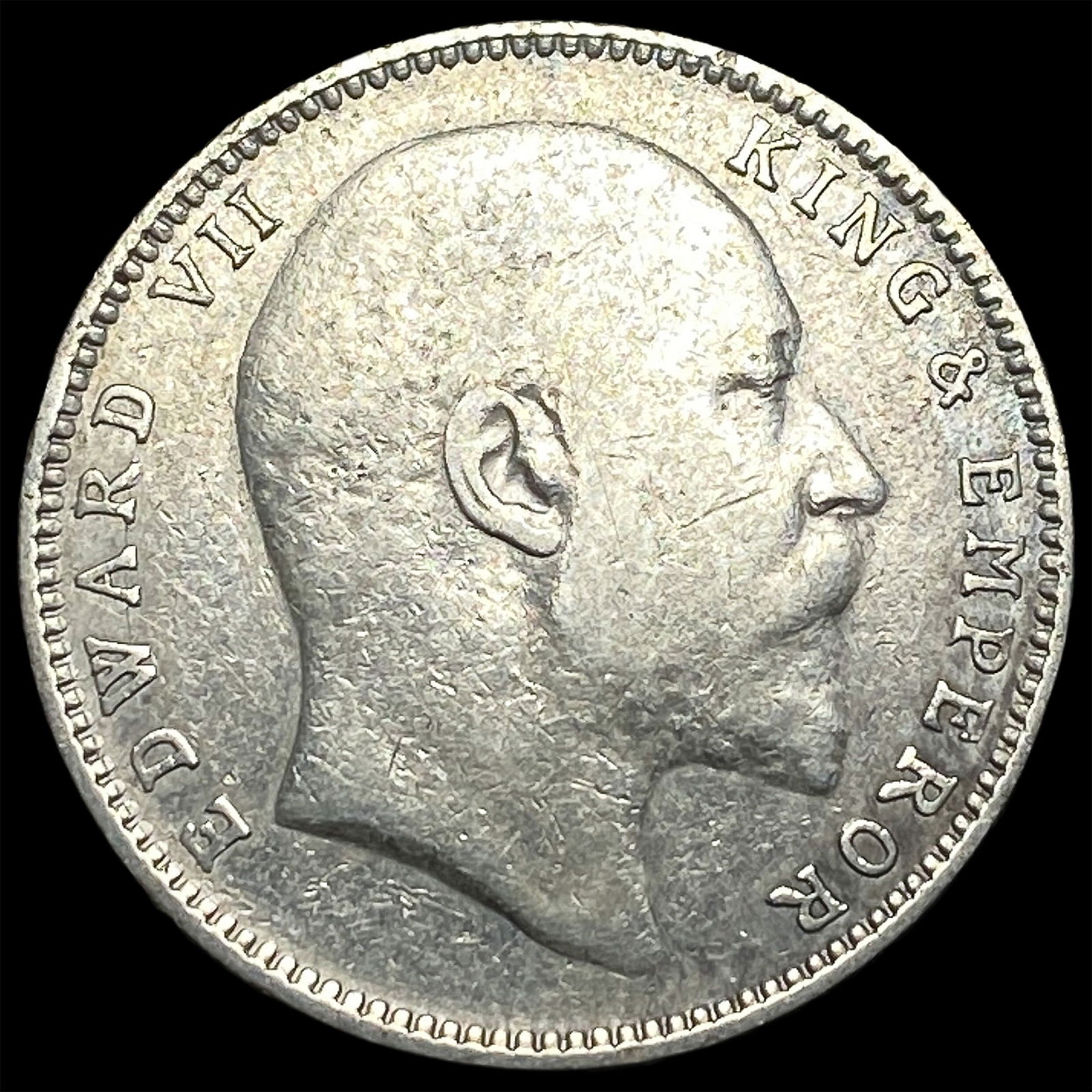 1907 British India Edward VII Silver 1 Rupee NEARLY UNCIRCULATED: 1907 British India Edward VII Silver 1 Rupee NEARLY UNCIRCULATED