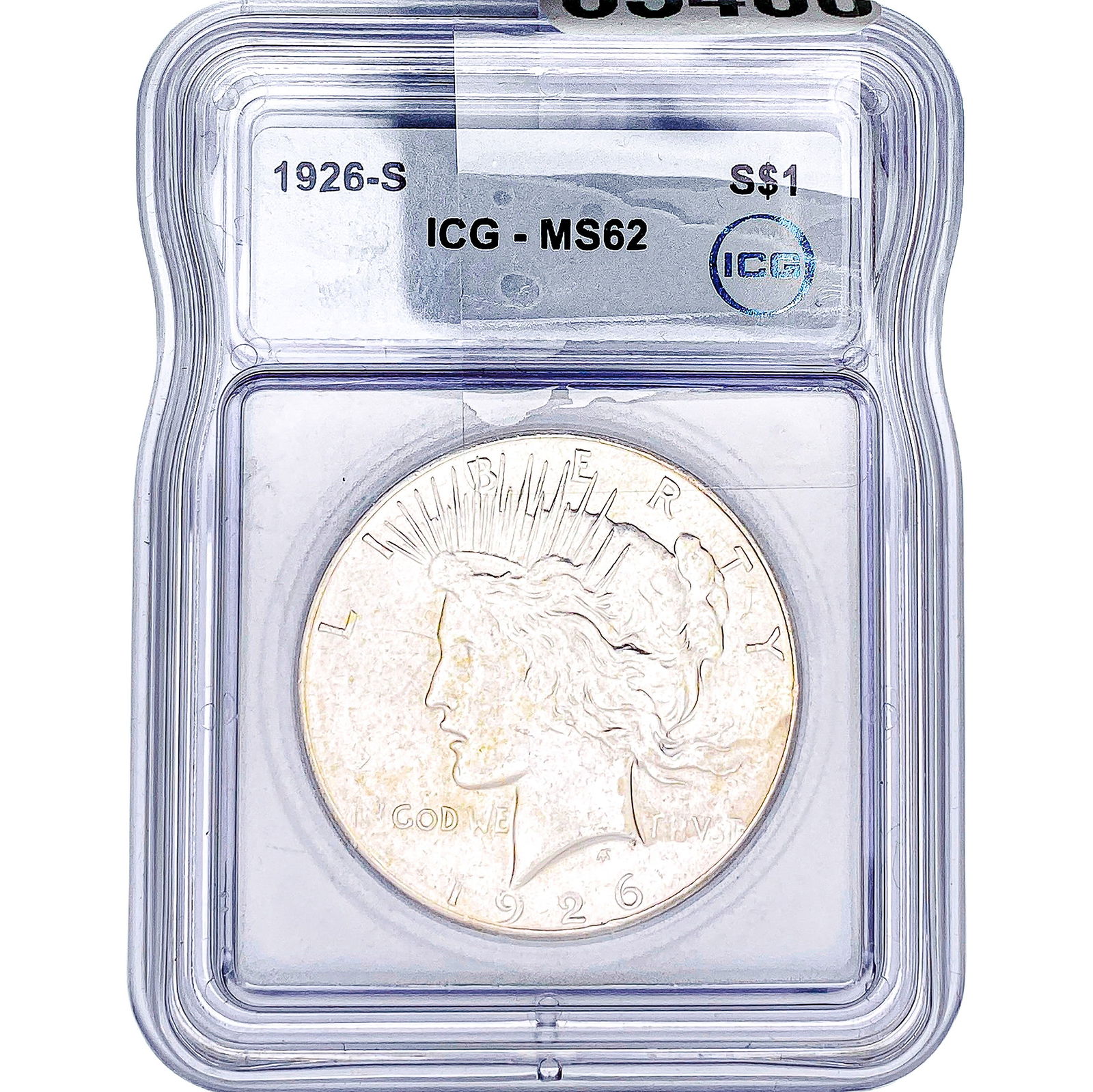 1926-S Silver Peace Dollar ICG MS62: 1926-S Silver Peace Dollar ICG MS62