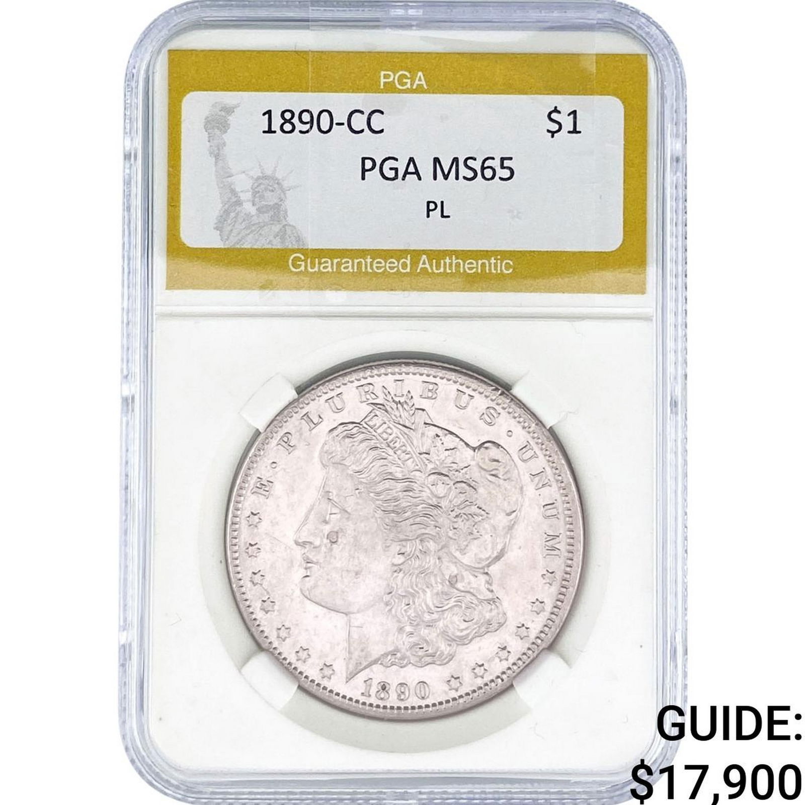1890-CC Morgan Silver Dollar PGA MS65 PL: 1890-CC Morgan Silver Dollar PGA MS65 PL