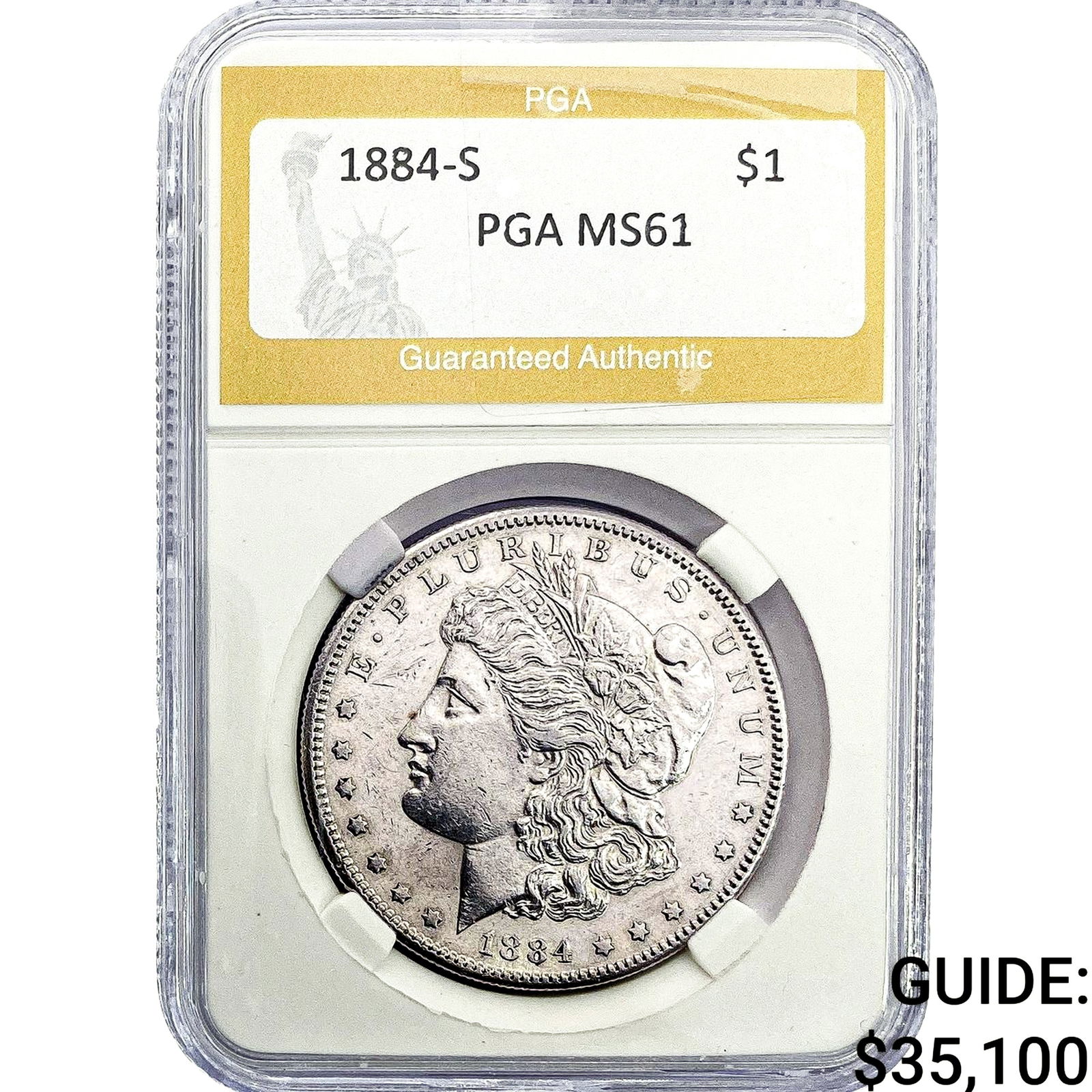 1884-S Morgan Silver Dollar PGA MS61: 1884-S Morgan Silver Dollar PGA MS61