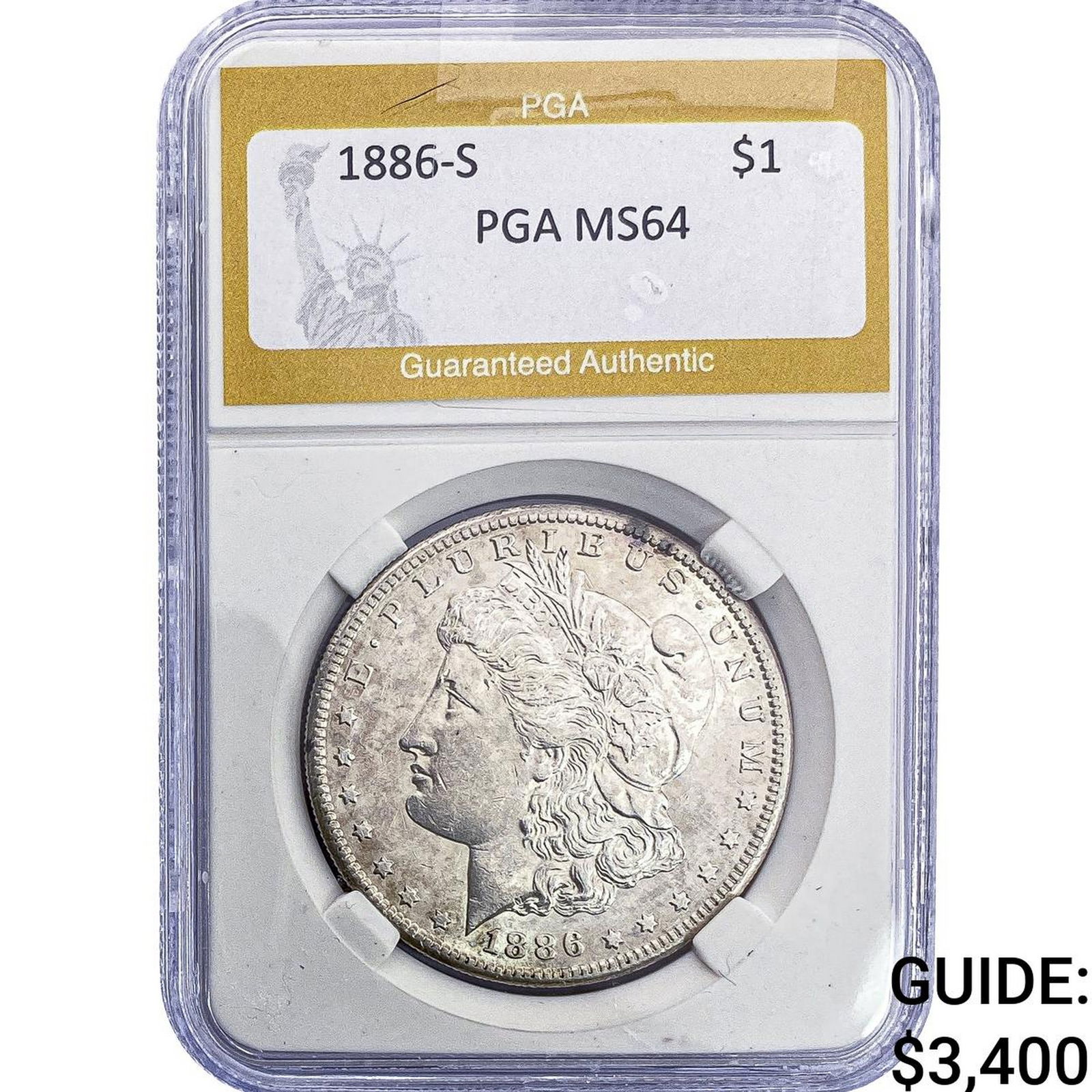 1886-S Morgan Silver Dollar PGA MS64: 1886-S Morgan Silver Dollar PGA MS64