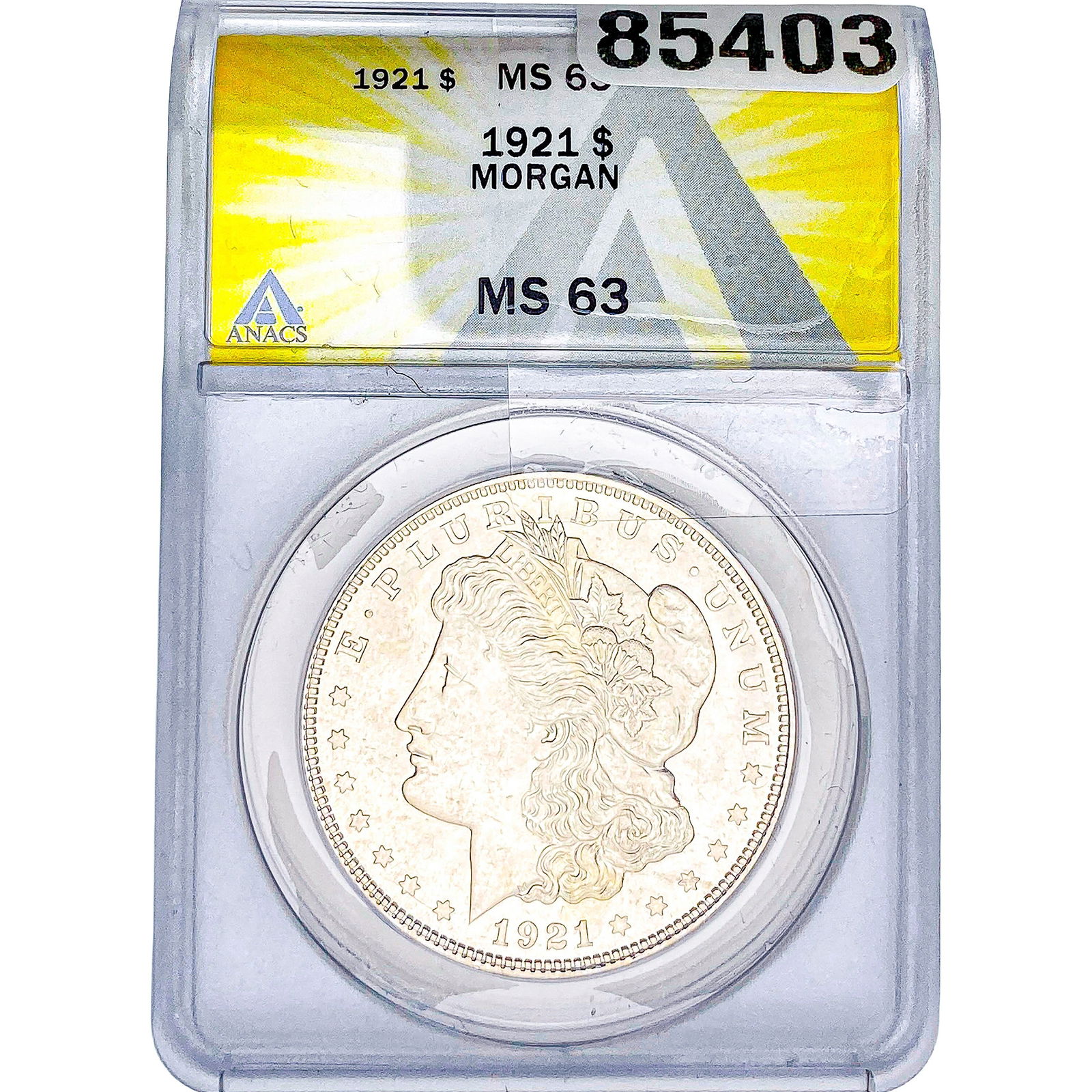 1921 Morgan Silver Dollar ANACS MS63: 1921 Morgan Silver Dollar ANACS MS63