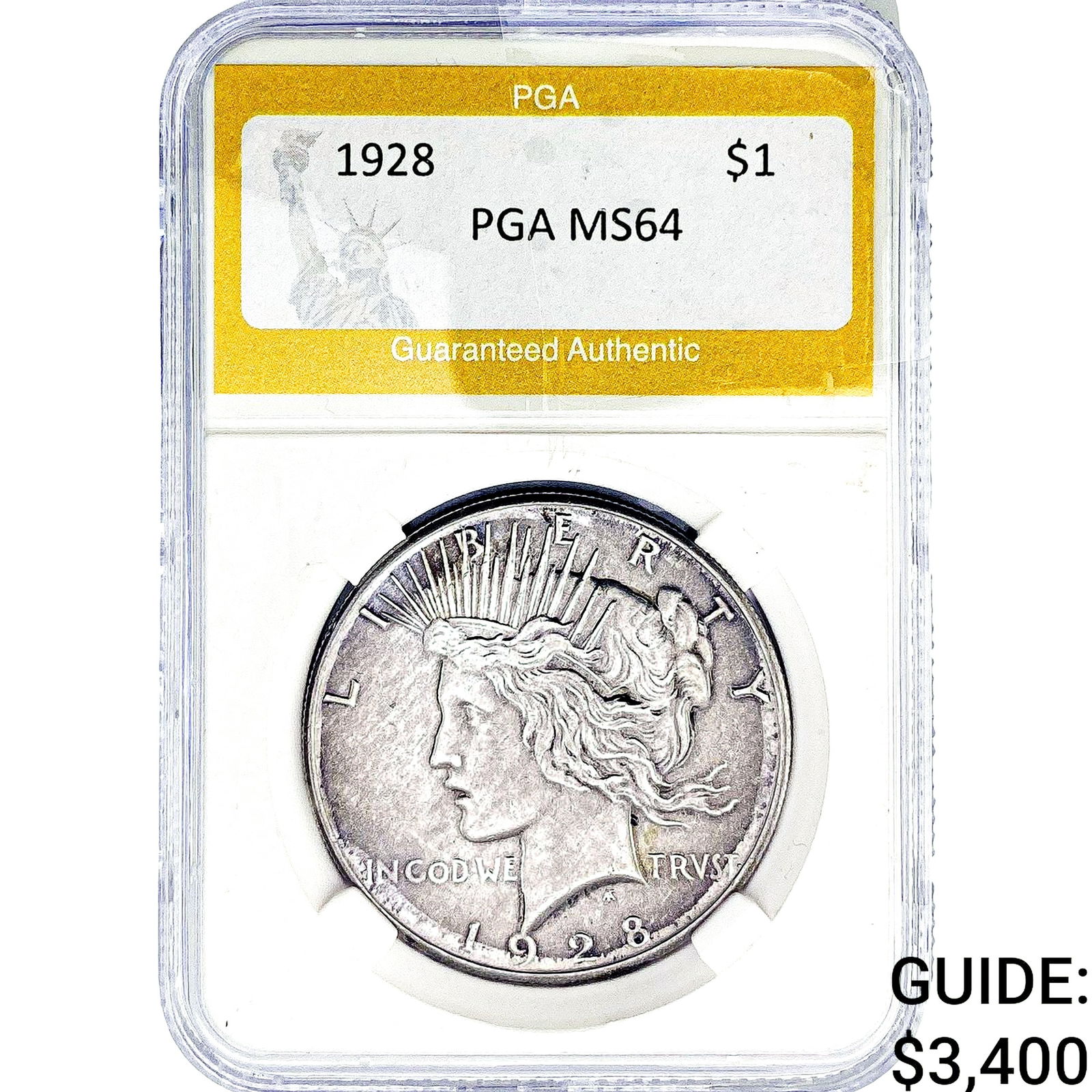 1928 Silver Peace Dollar PGA MS64: 1928 Silver Peace Dollar PGA MS64