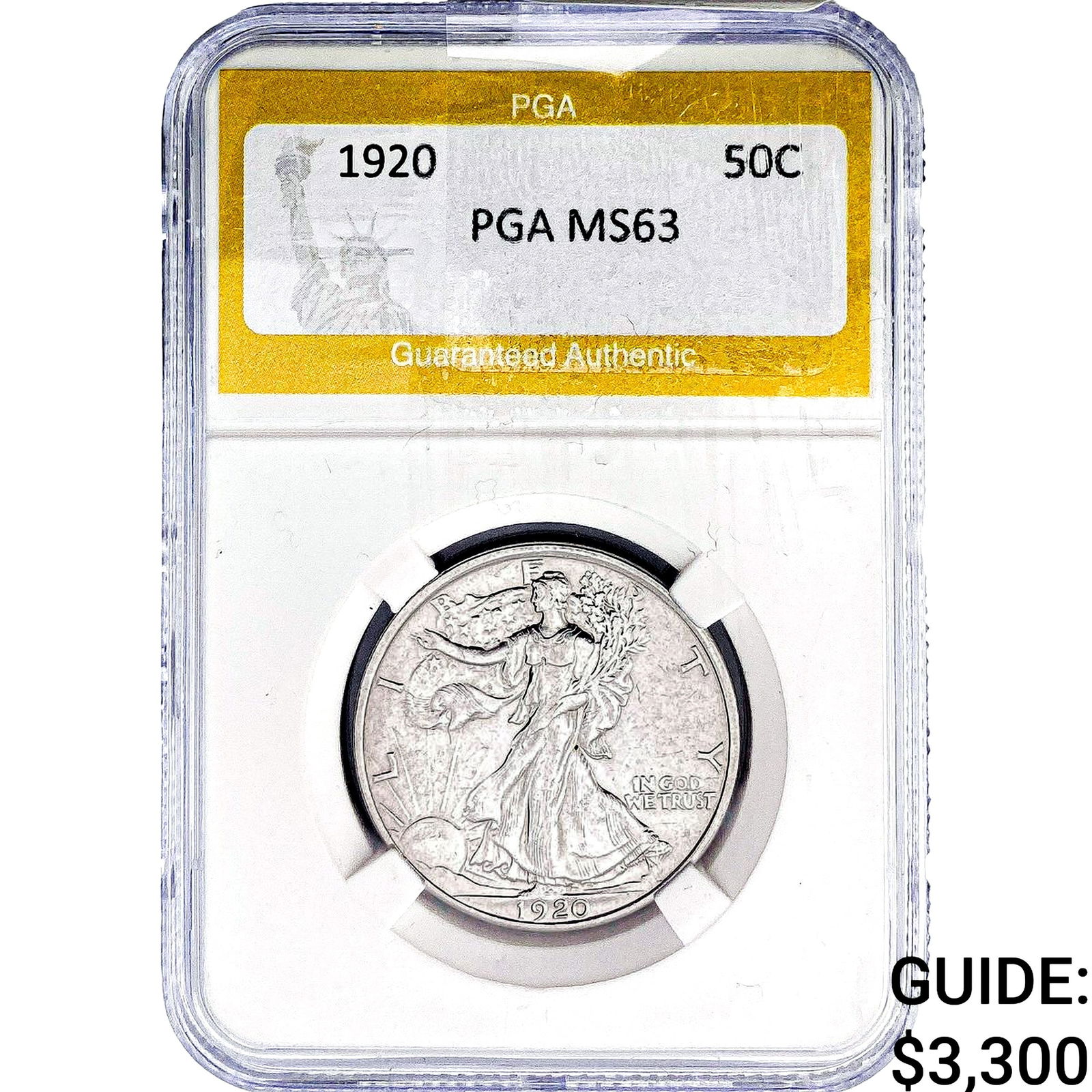 1920 Walking Liberty Half Dollar PGA MS63: 1920 Walking Liberty Half Dollar PGA MS63