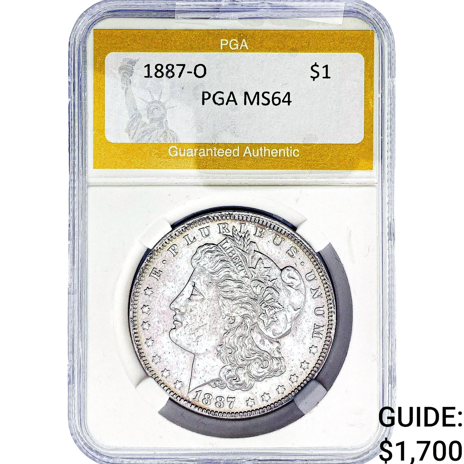 1887-O Morgan Silver Dollar PGA MS64: 1887-O Morgan Silver Dollar PGA MS64