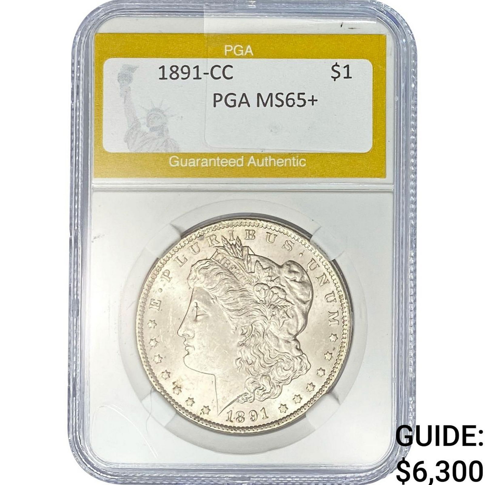 1891-CC Morgan Silver Dollar PGA MS65+: 1891-CC Morgan Silver Dollar PGA MS65+