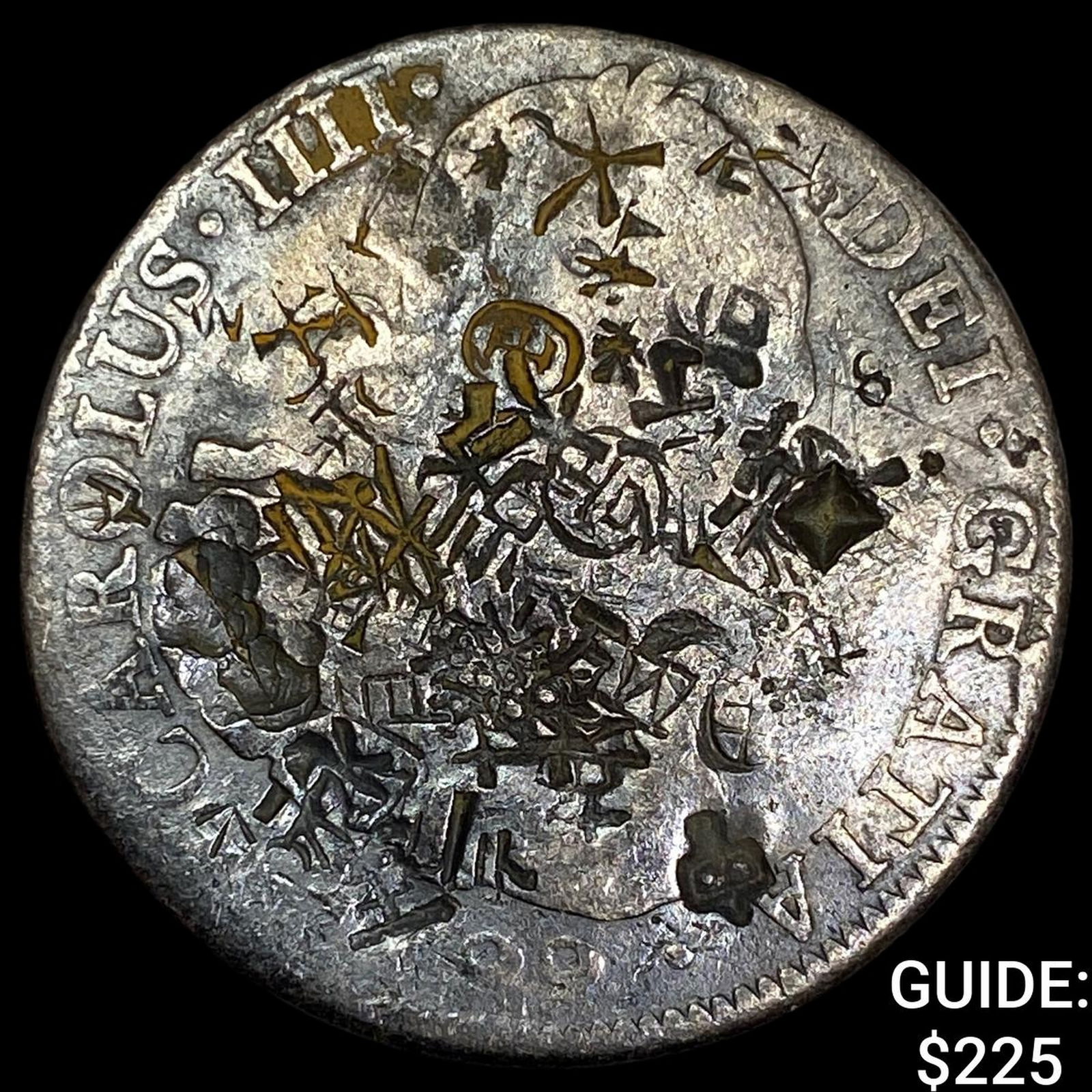 1799 Colonial Spain Silver 8 Reales Chopmarks NEARLY UNCIRCULATED: 1799 Colonial Spain Silver 8 Reales Chopmarks NEARLY UNCIRCULATED