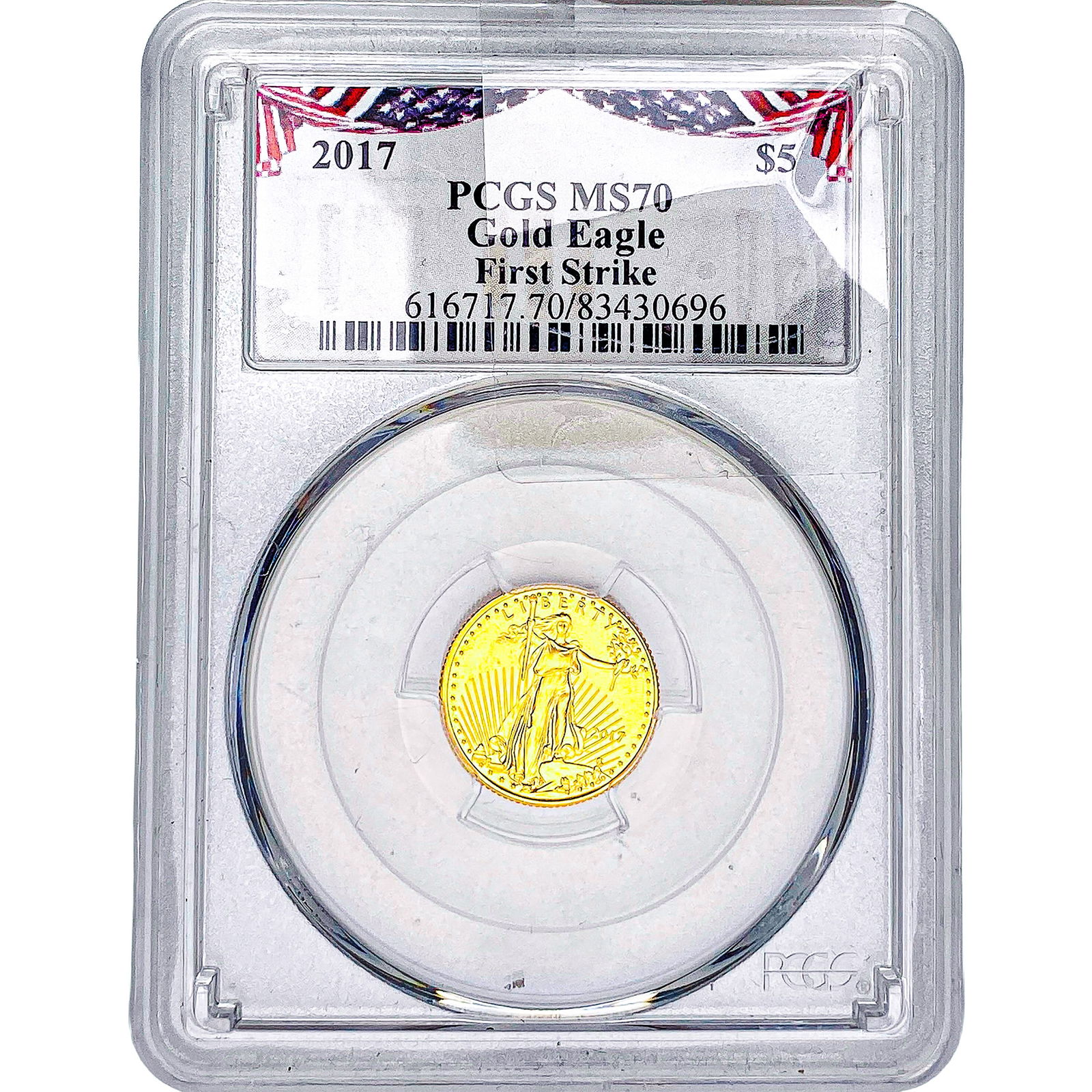 2017 $5 Gold Eagle 1/10oz PCGS MS70 First Strike: 2017 $5 Gold Eagle 1/10oz PCGS MS70 First Strike