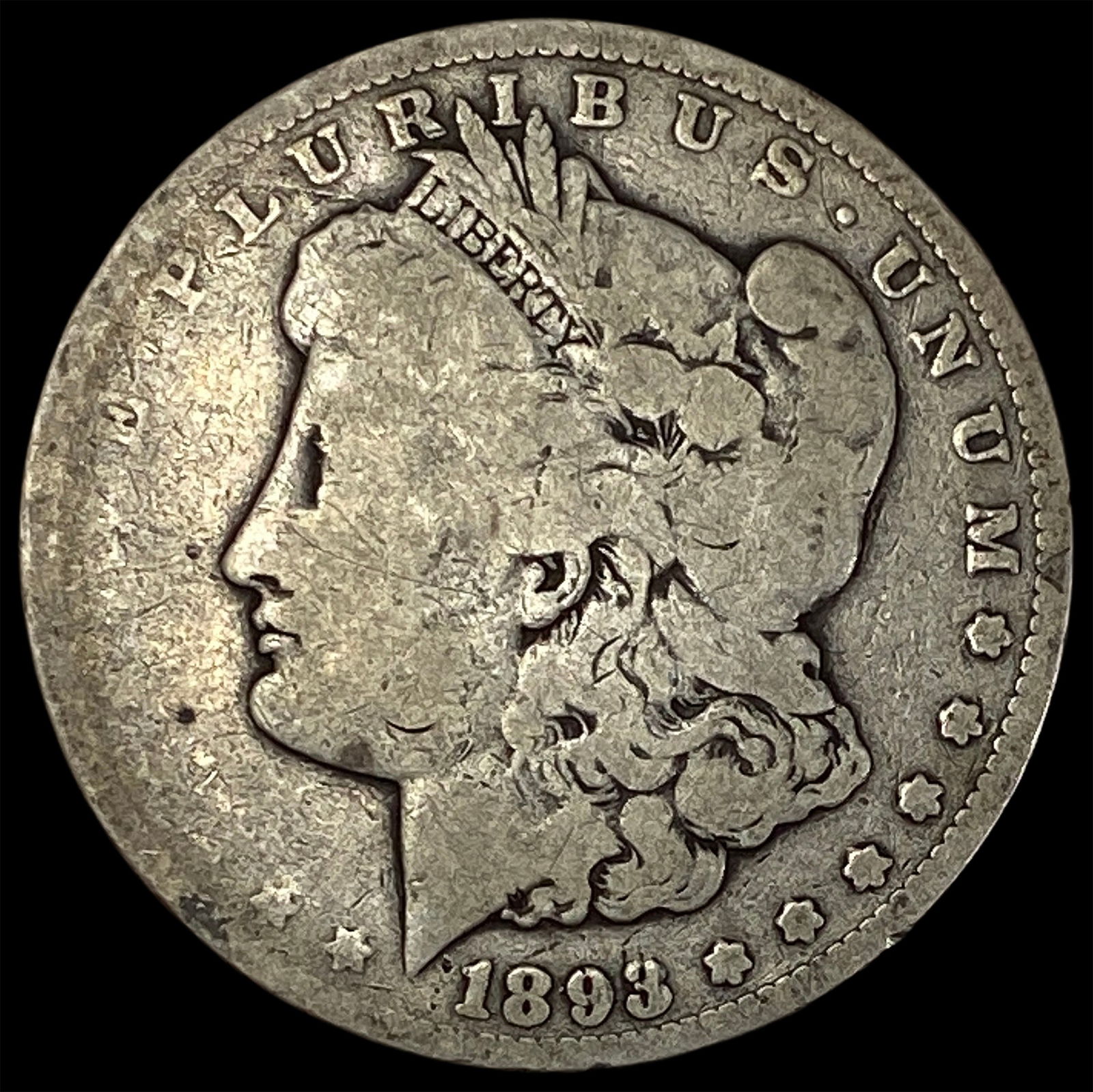 1893-CC Silver Morgan Dollar NICELY CIRCULATED: 1893-CC Silver Morgan Dollar NICELY CIRCULATED