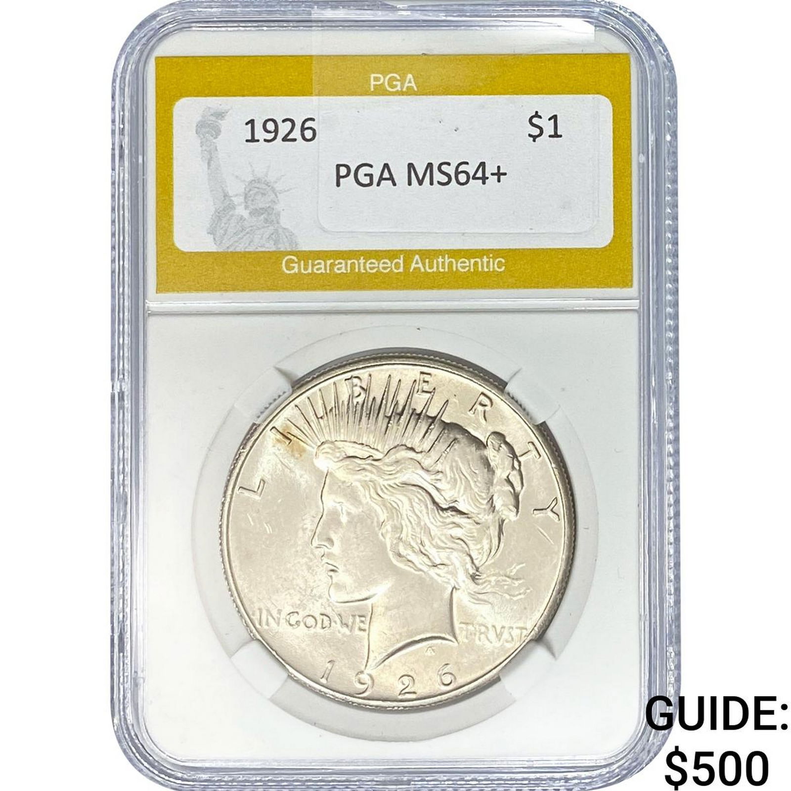 1926 Silver Peace Dollar PGA MS64+: 1926 Silver Peace Dollar PGA MS64+