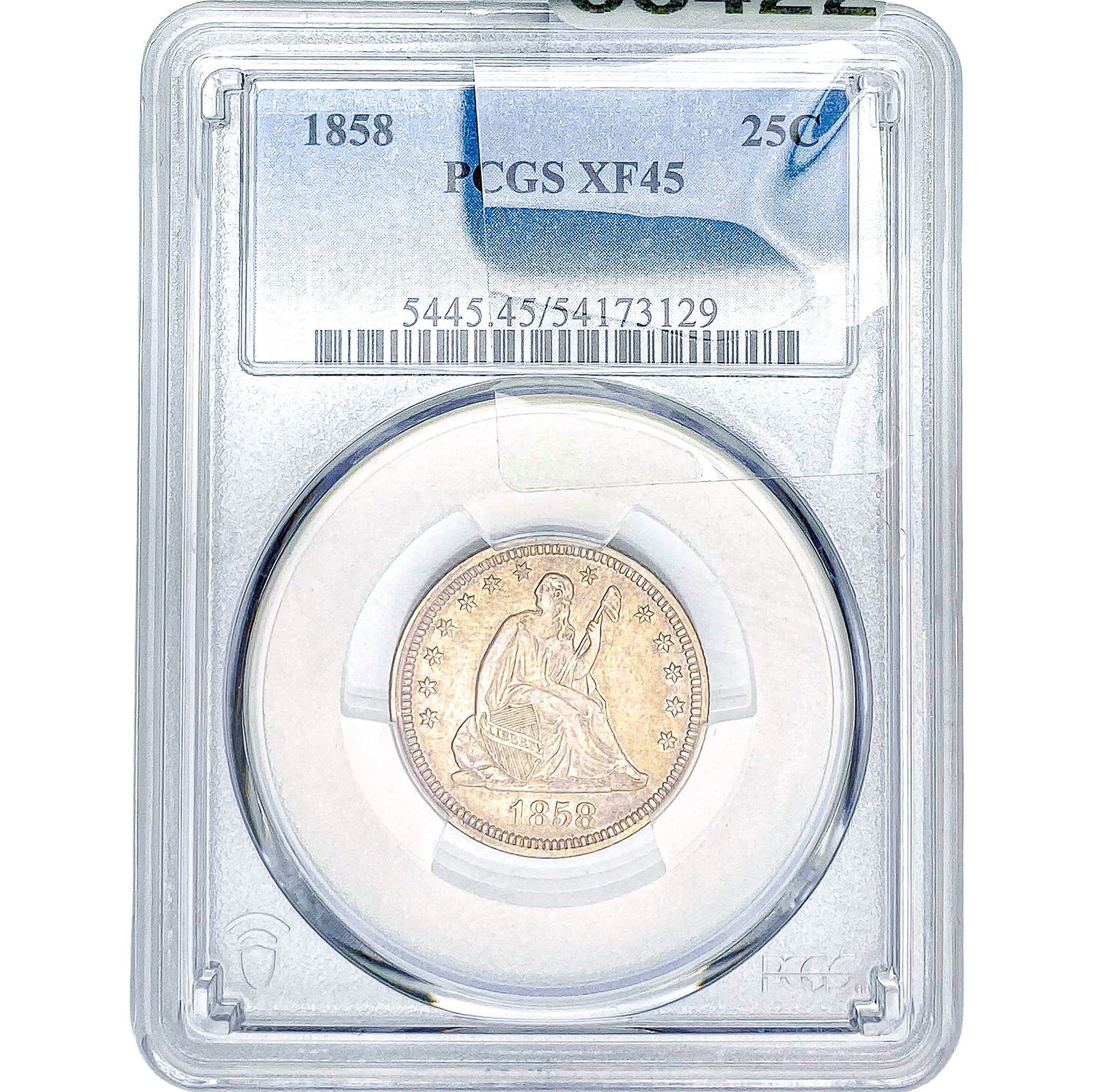 1858 Seated Liberty Quarter PCGS XF45: 1858 Seated Liberty Quarter PCGS XF45