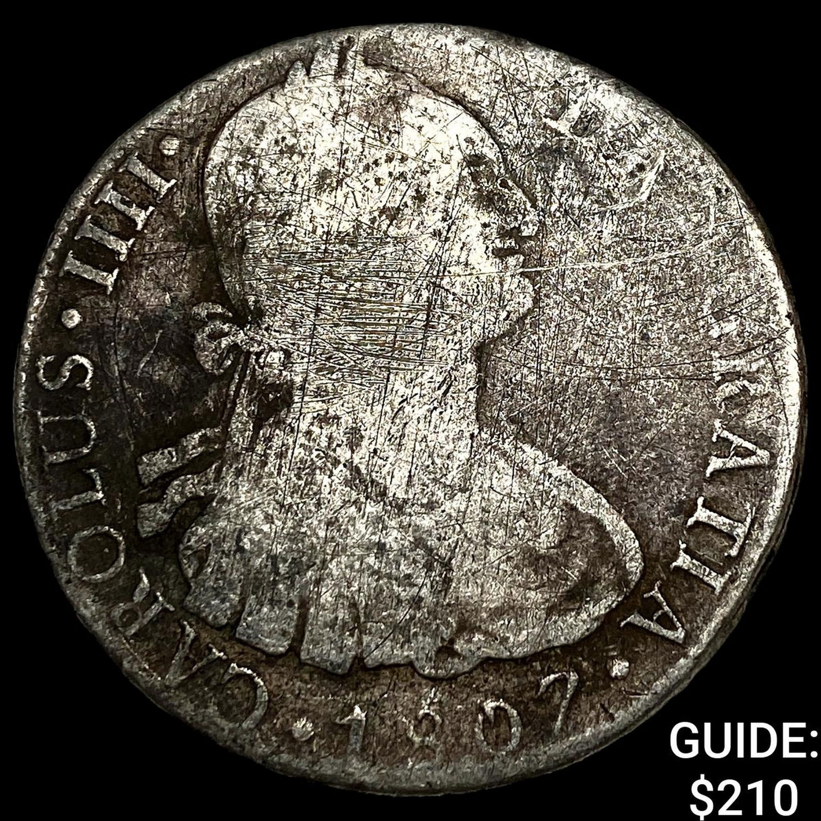 1807 Mexico Silver 8 Reales Chopmarked NEARLY UNCIRCULATED: 1807 Mexico Silver 8 Reales Chopmarked NEARLY UNCIRCULATED
