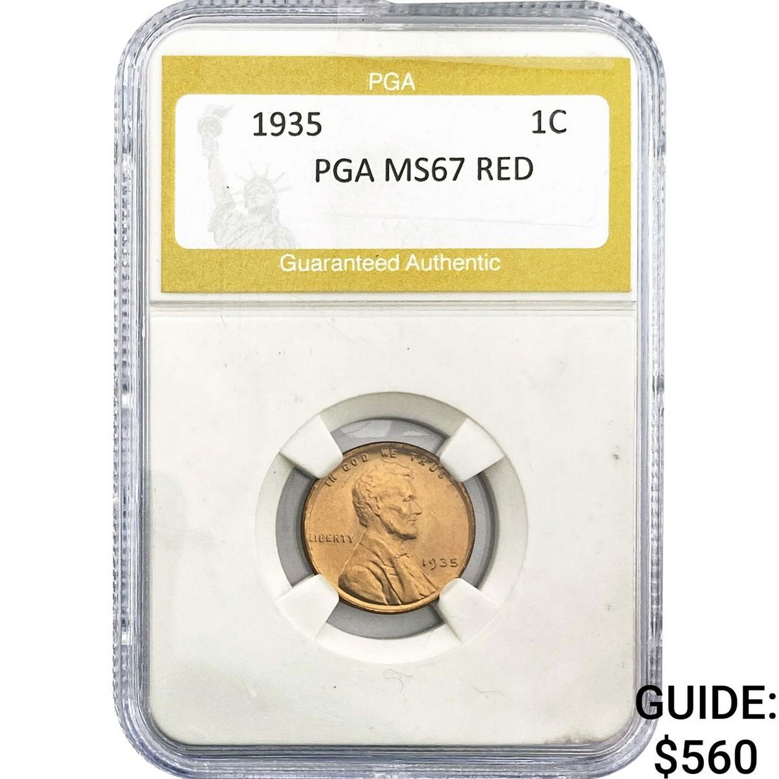 1935 Wheat Cent PGA MS67 RED: 1935 Wheat Cent PGA MS67 RED