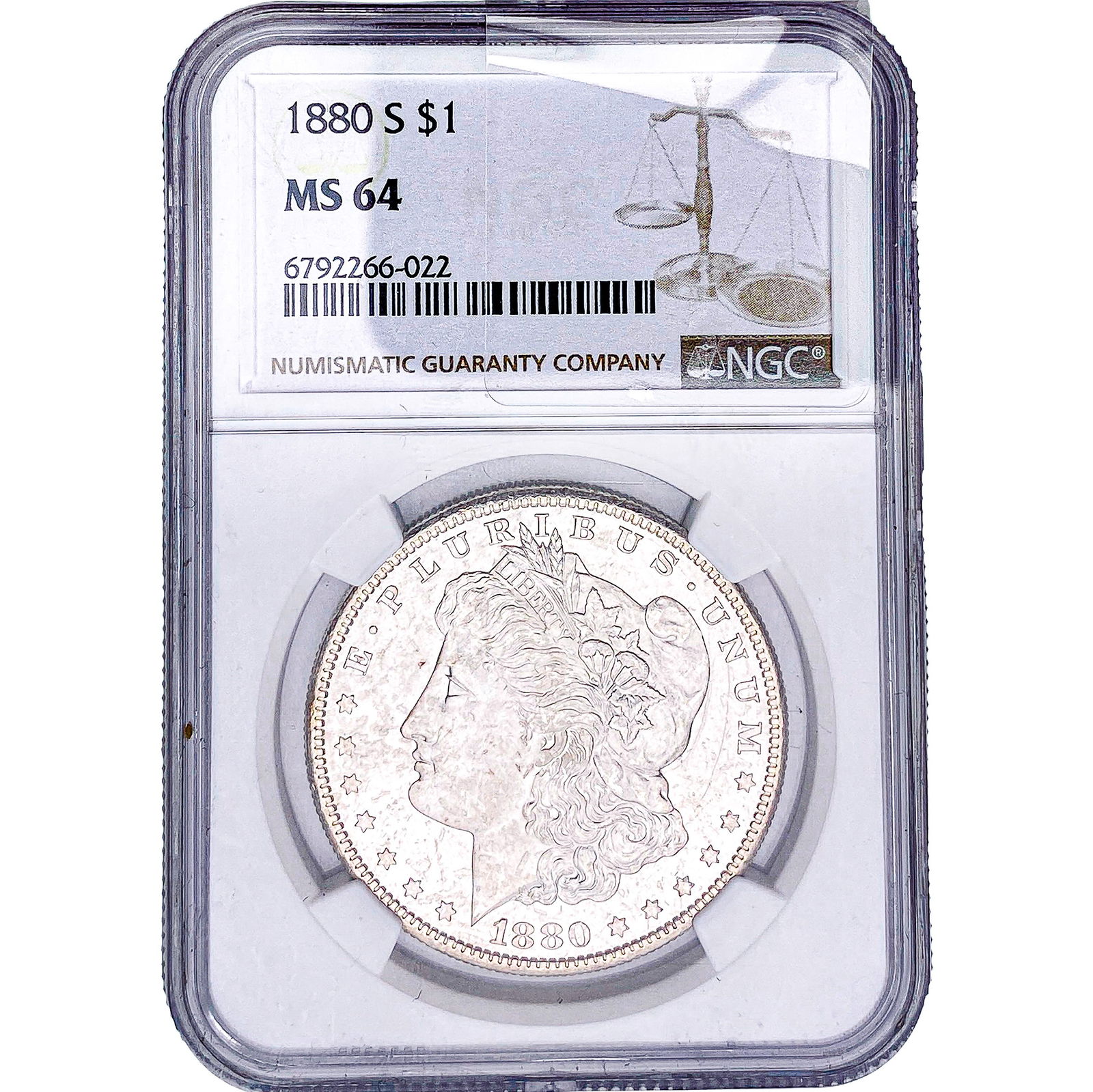 1880-S Morgan Silver Dollar NGC MS64: 1880-S Morgan Silver Dollar NGC MS64