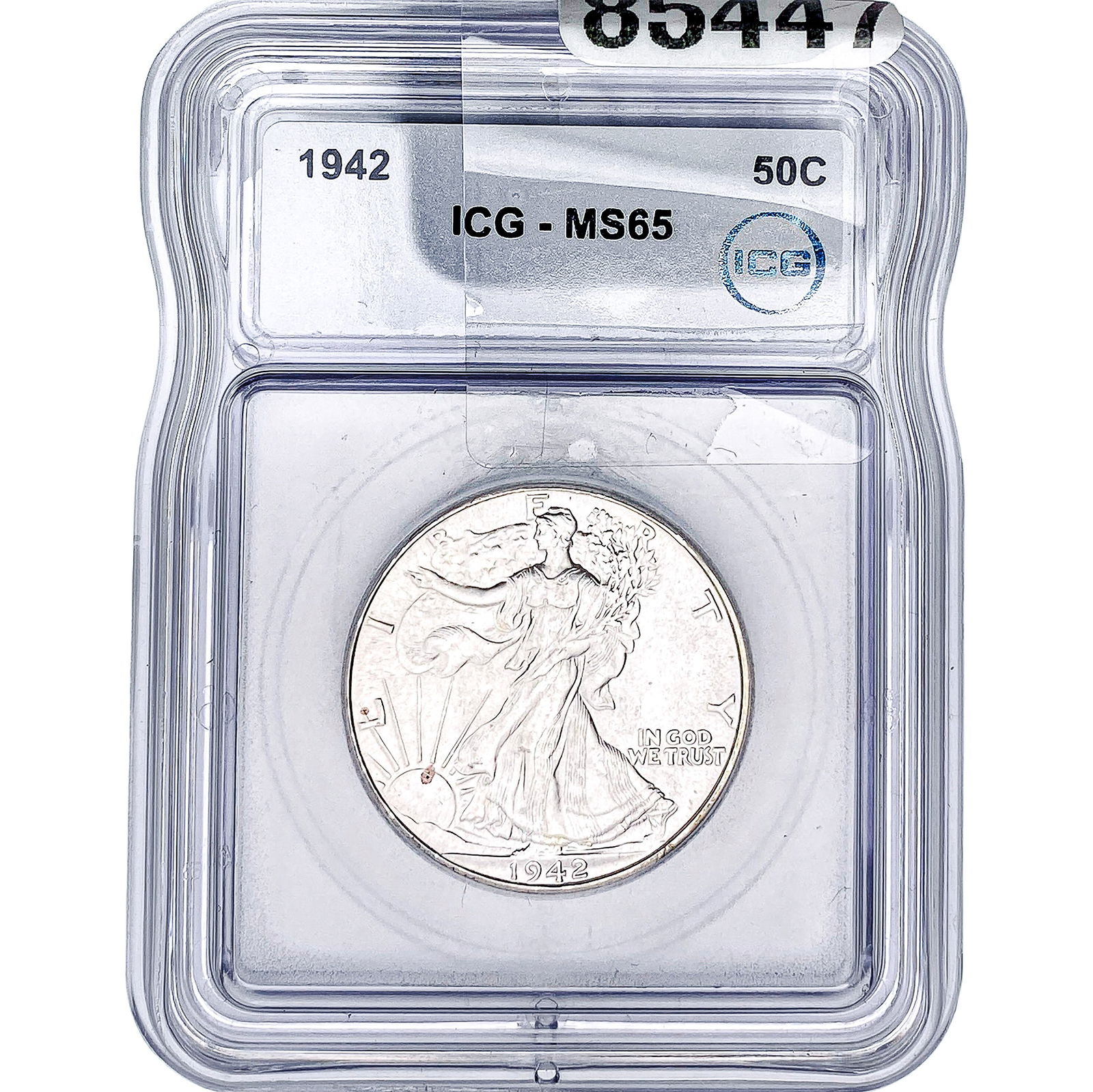 1942 Walking Liberty Half Dollar ICG MS65: 1942 Walking Liberty Half Dollar ICG MS65