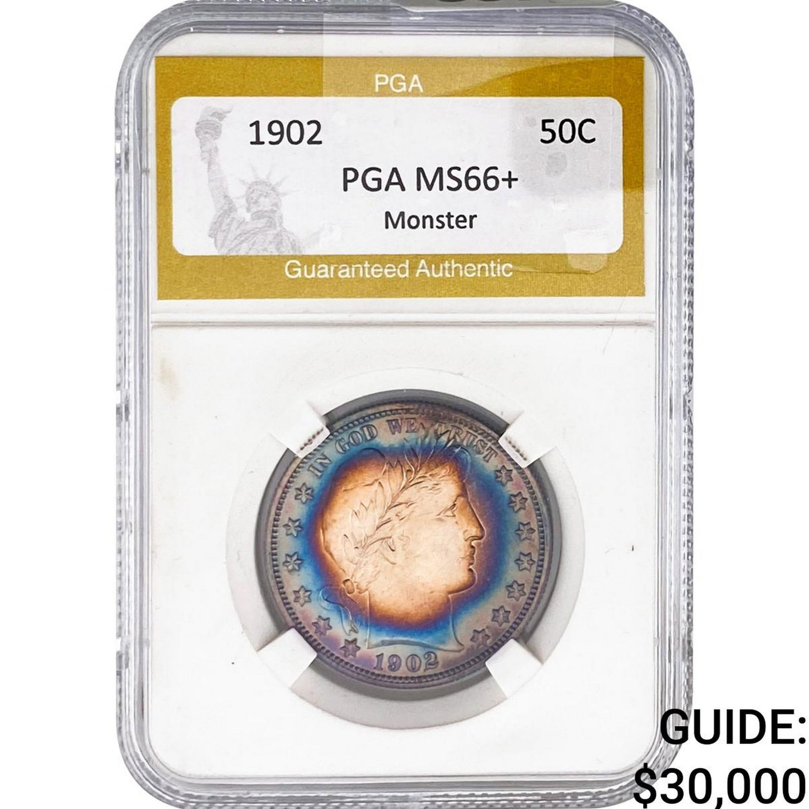 1902 Barber Half Dollar PGA MS66+ Monster: 1902 Barber Half Dollar PGA MS66+ Monster